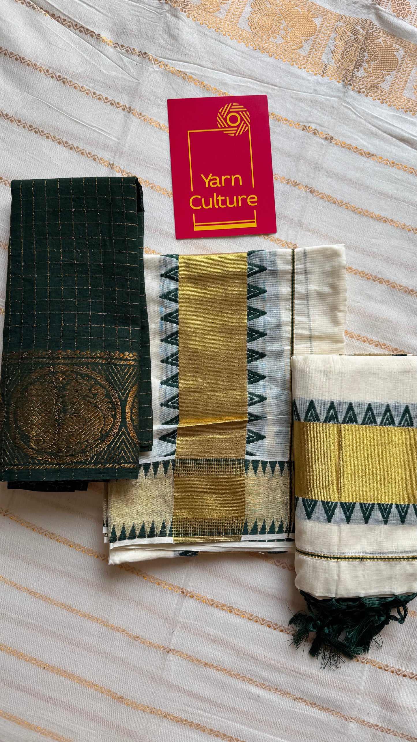 Set mund, dark green temple border, striped - YCIEON141