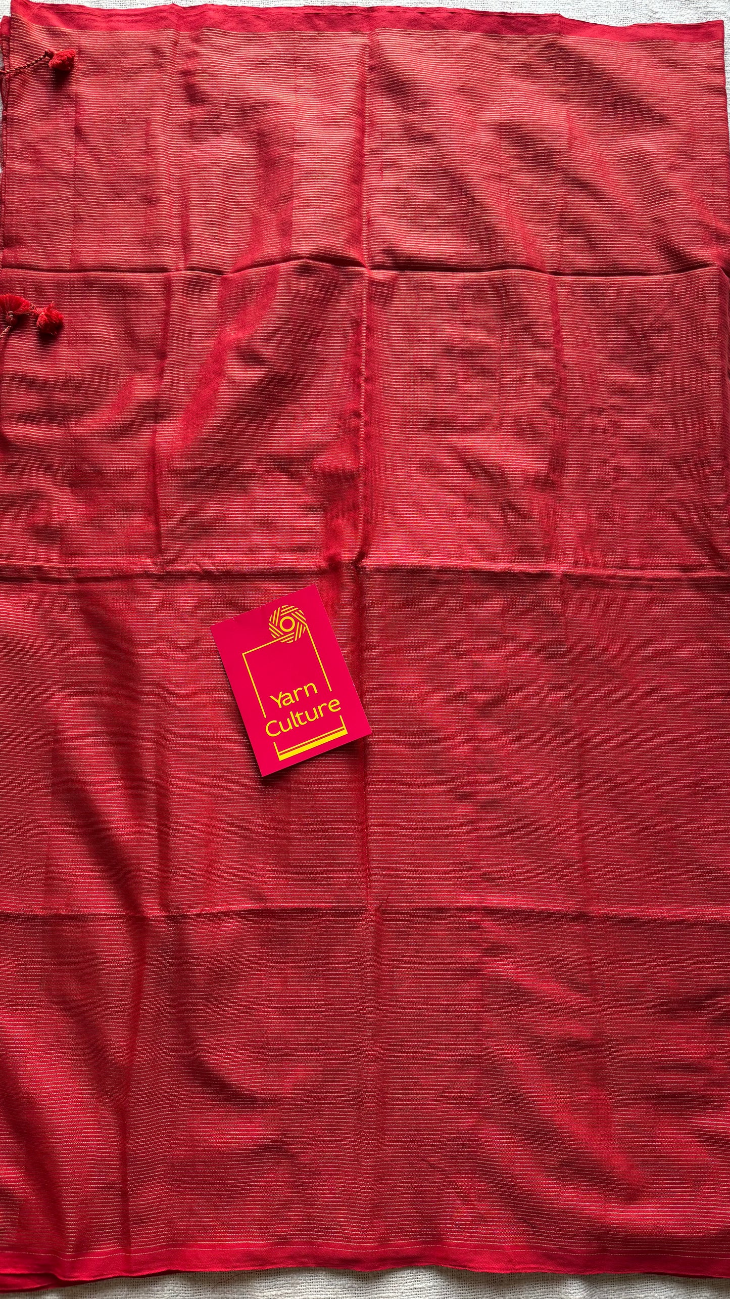 Chilli red, gold zari stripes, soft cotton - YCBCKCZDE105