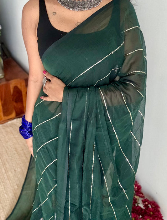 Dark green mul with silver sequins - YCBCMCLSE53