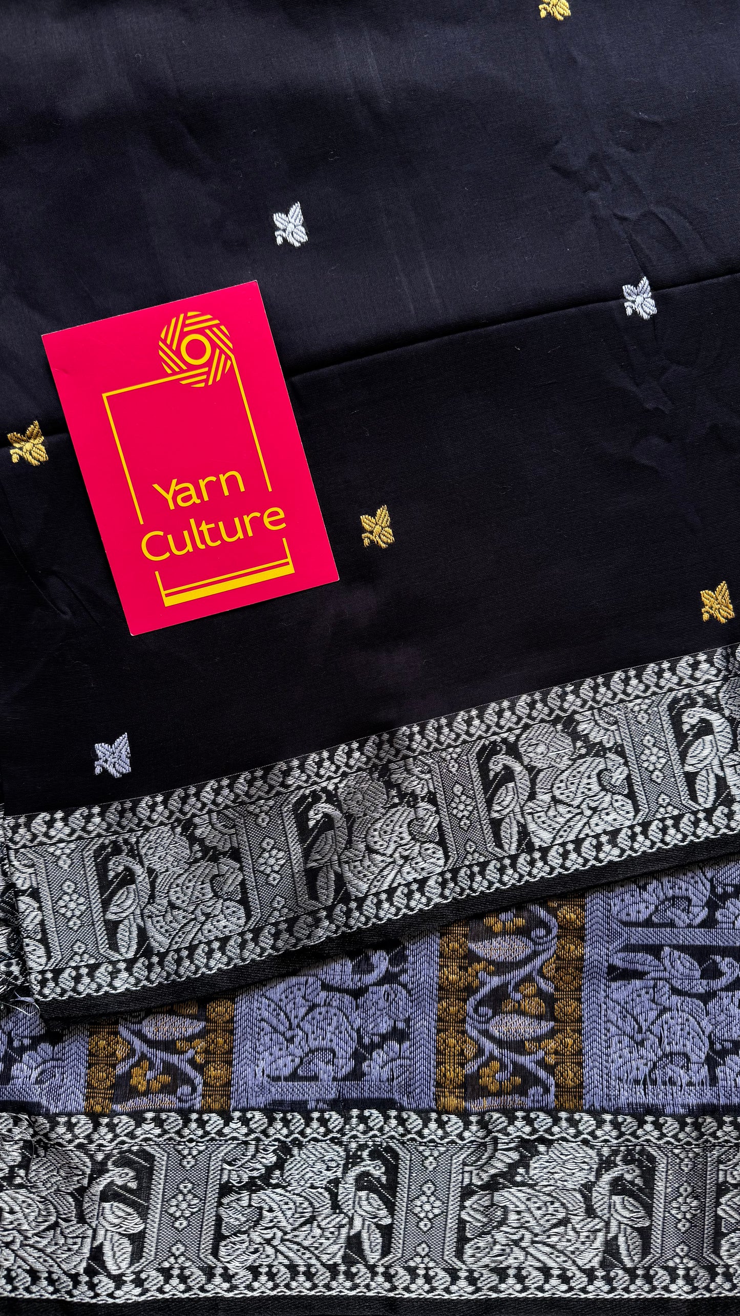 Black with white, Baluchari-inspired soft cotton handwoven saree - YCHOTEBCJA227