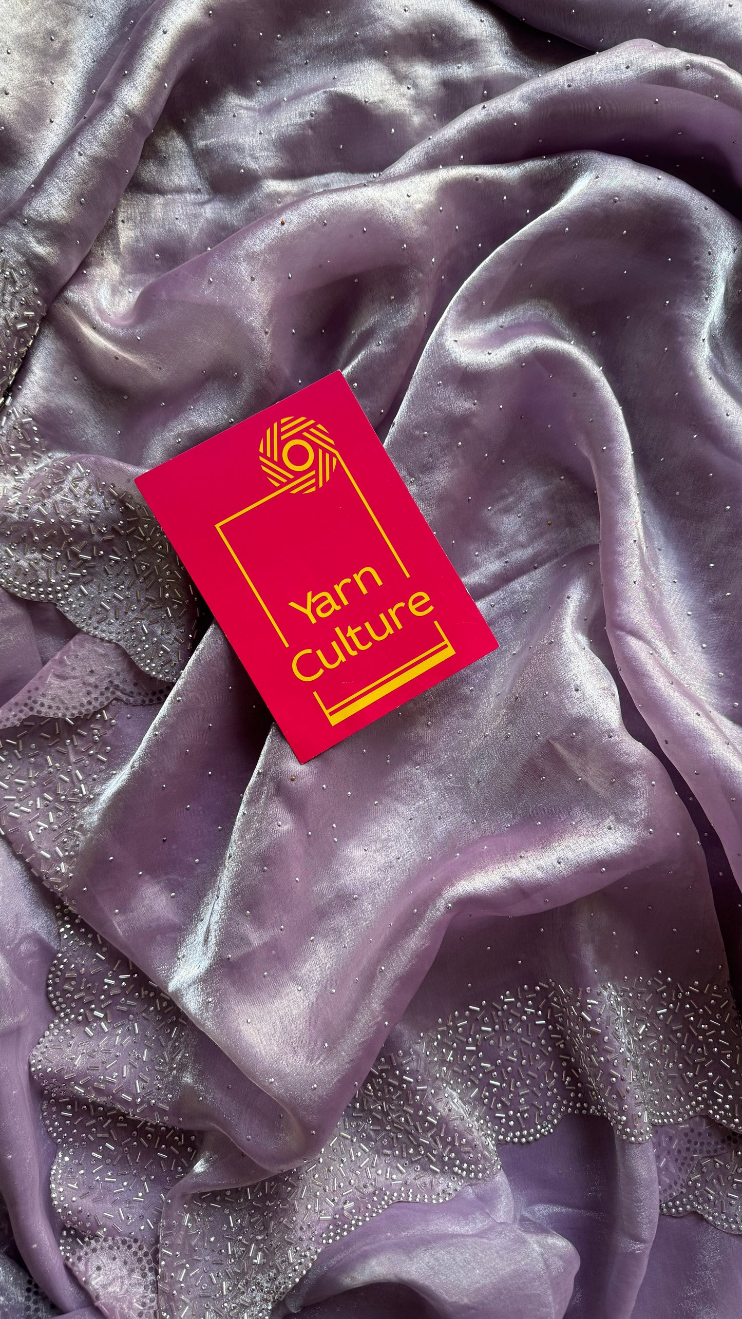 Lavender Drip - lavender metallic dual tone space silk, jarkhan stone work - YCDOSNO40