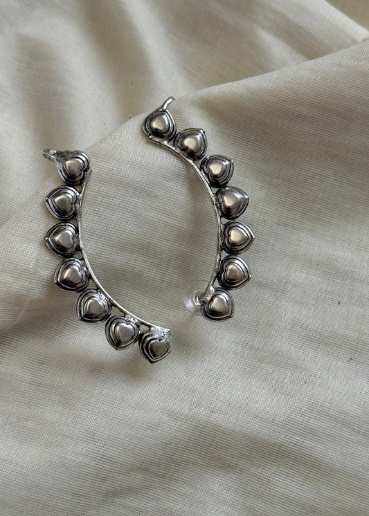Oxidised silver, heart patterned earcuff - YCOSEEC301