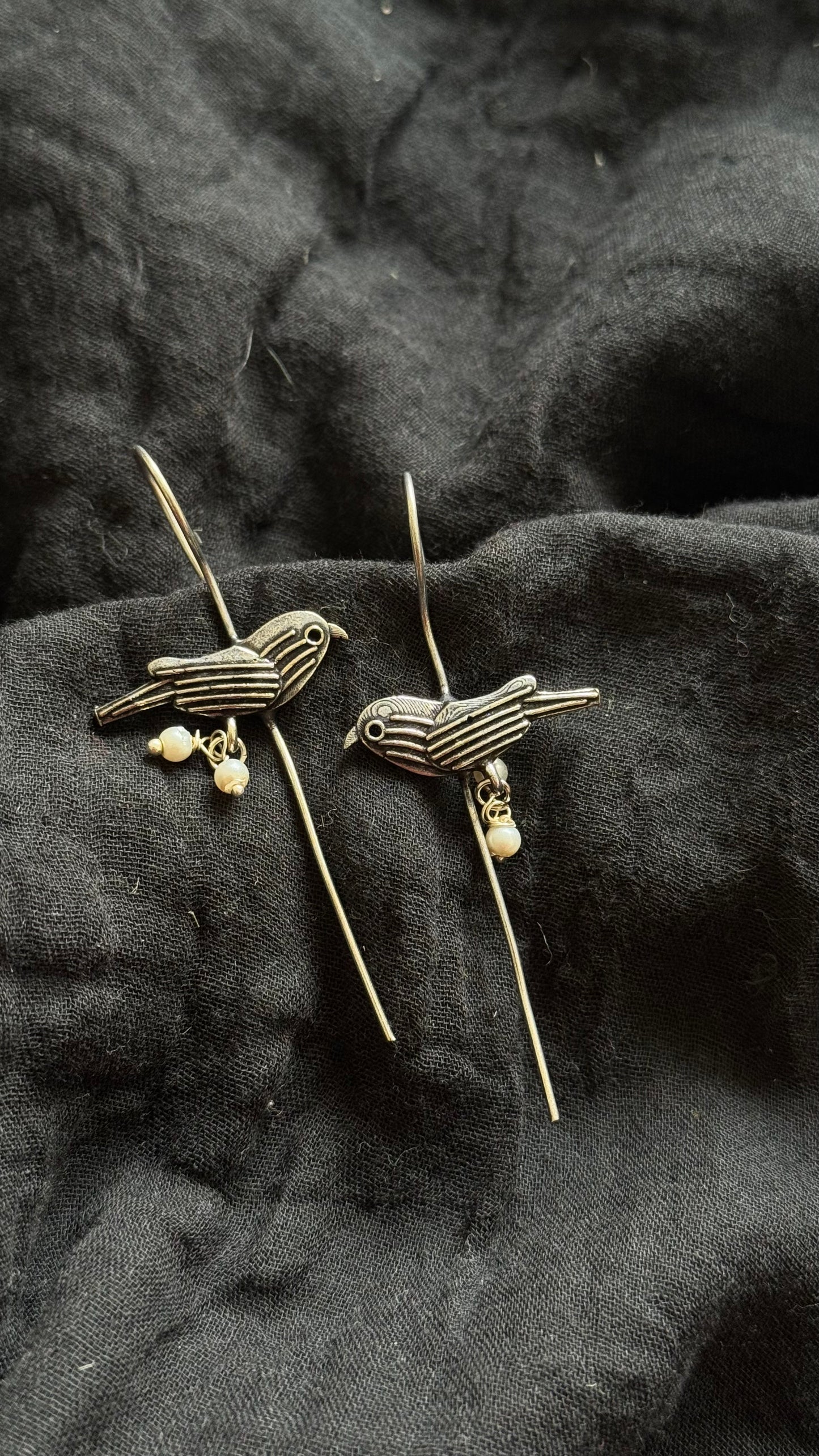 Oxidised silver, bird earcuff - YCOSEC490