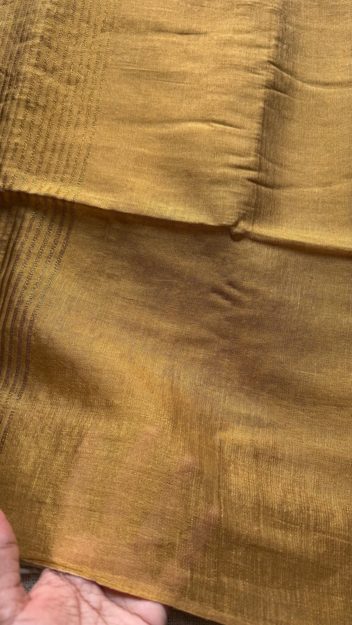 Plain gold, dual tone metallic tissue linen saree - YCBCLTOC60