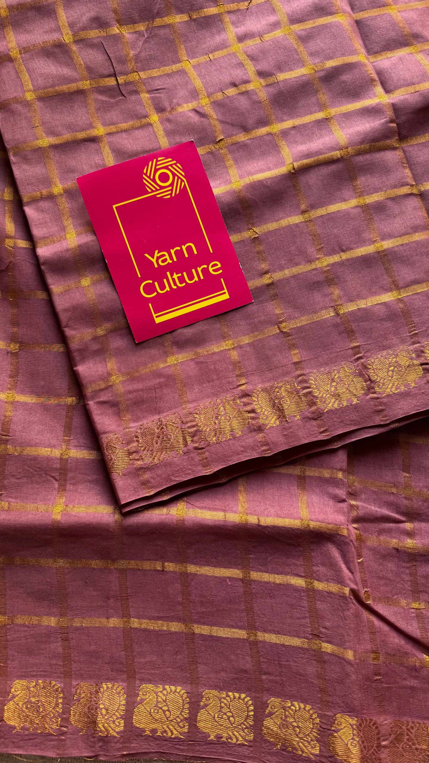 Light mauve pavithra kattam kattuchayam dyed madurai cotton saree - YCCOTNMSAP187