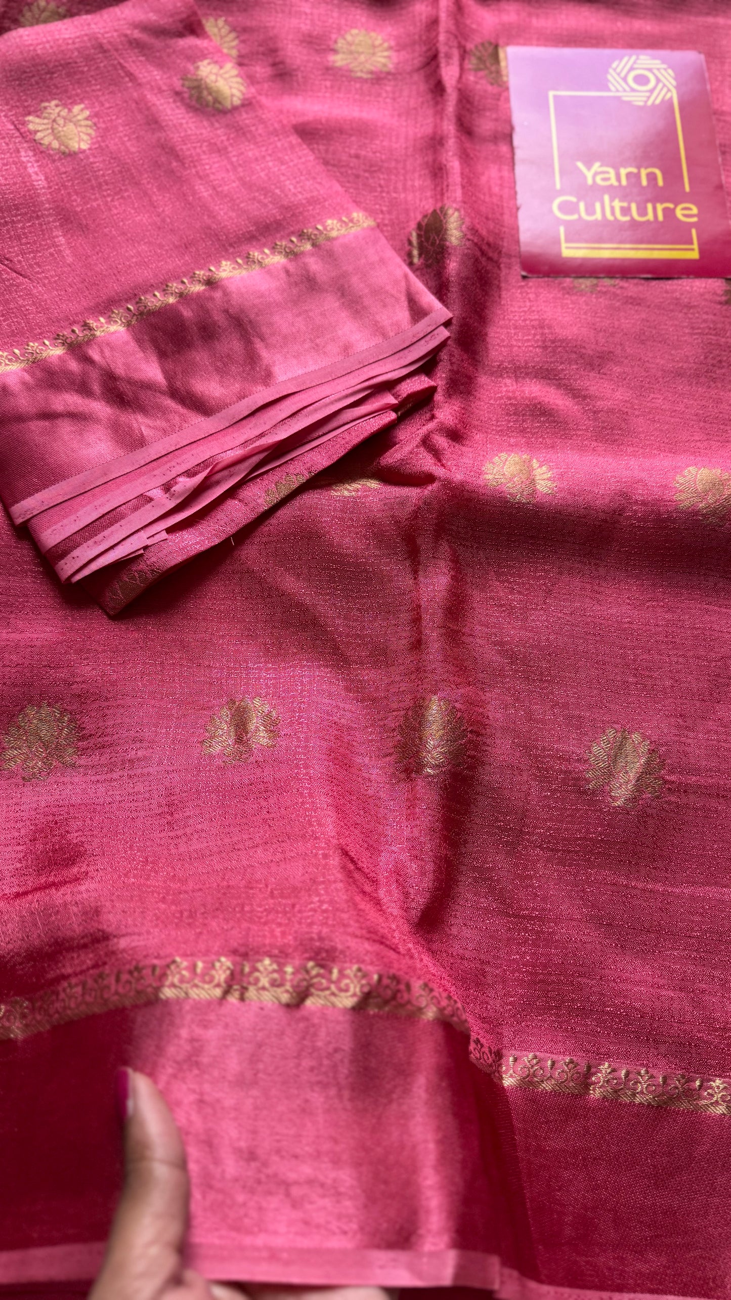 Onion pink in khadi silk, zari motifs - YCDOSFE21