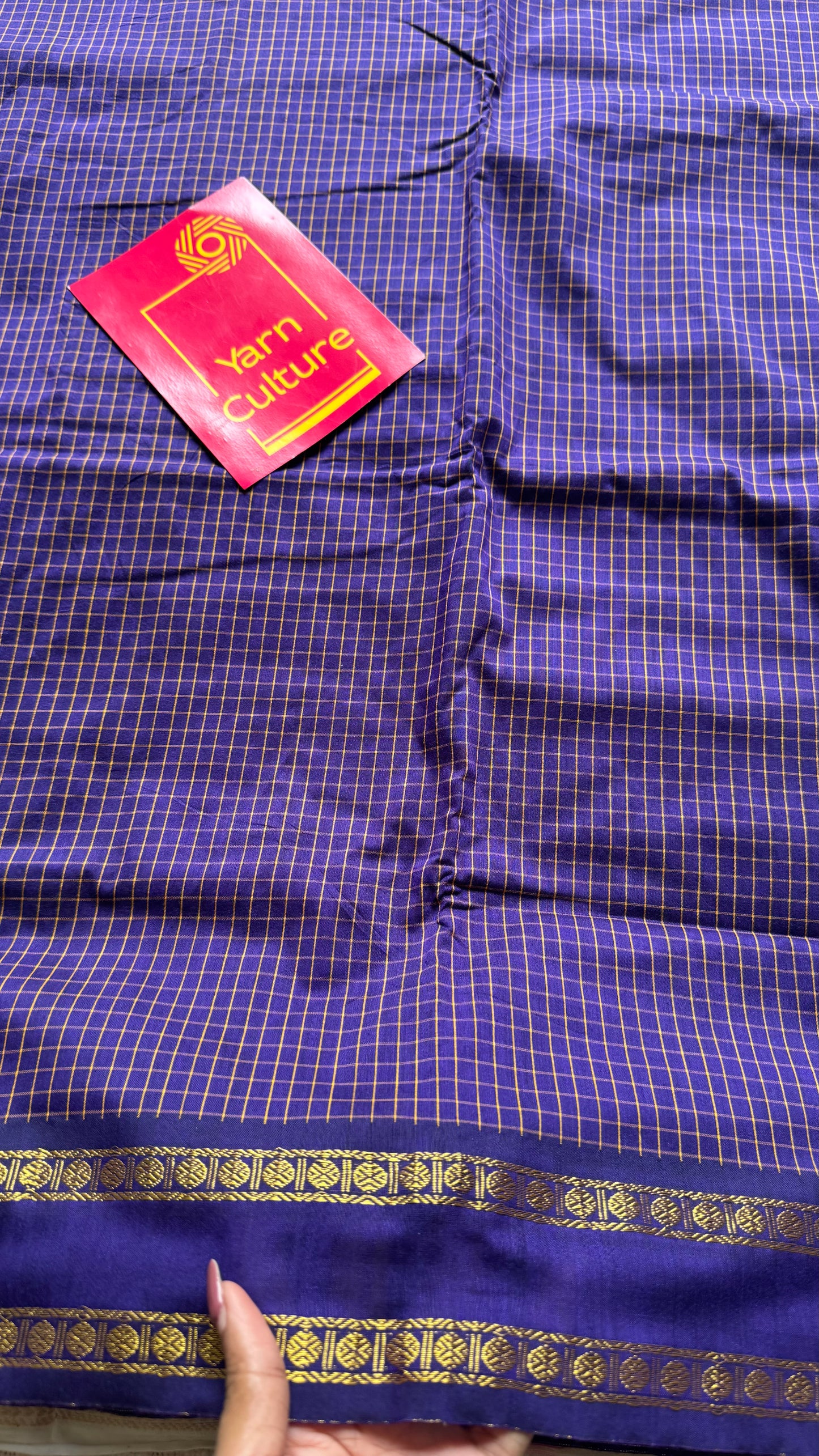 Purple violet, arani checks saree, cotton silk - YCCOTNAUG19
