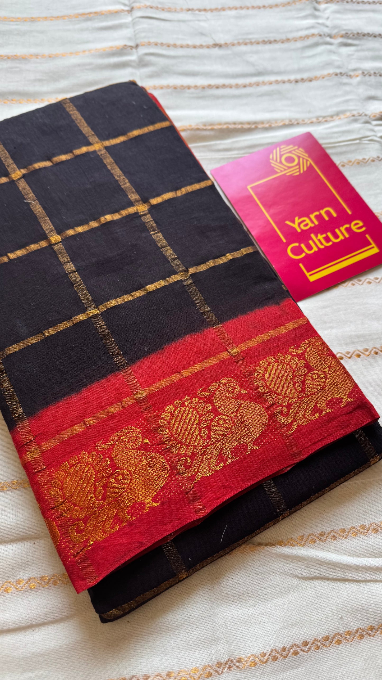 Black with red pavithra kattam sungudi, madurai cotton - YCCOTNMSAP142