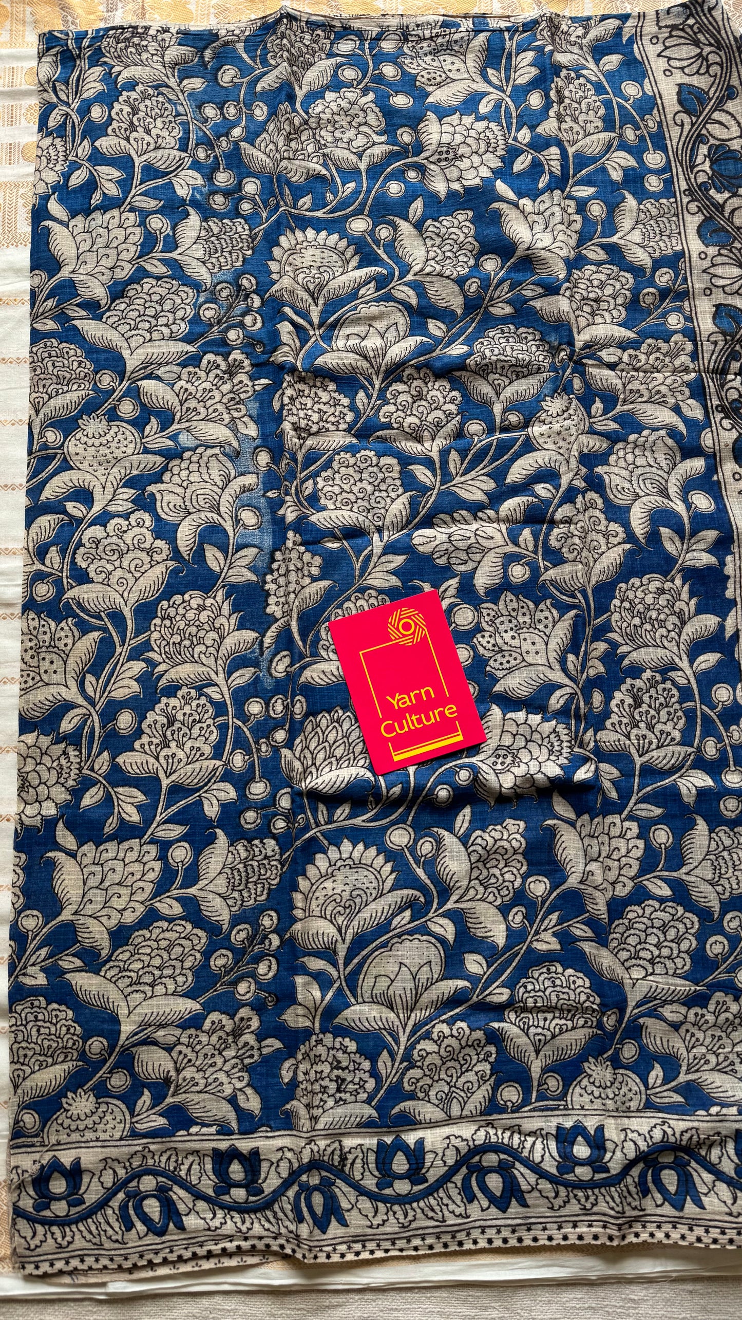 Blue floral kalamkari saree in kota - YCWOTDMA359
