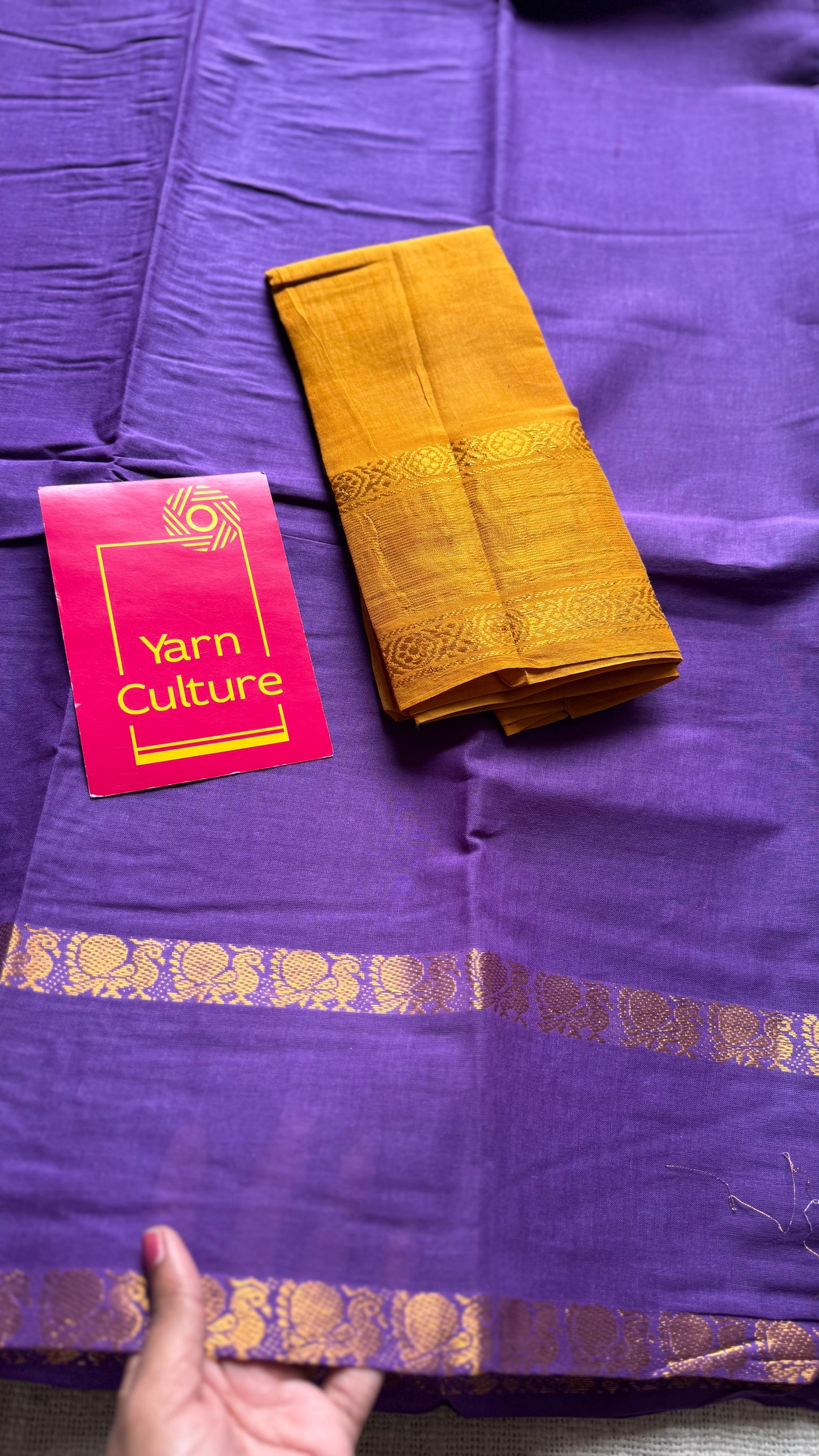 Purple rettaipettu peacock double border with contrast blouse - madurai kattuchayam- YCCOTNAURS12
