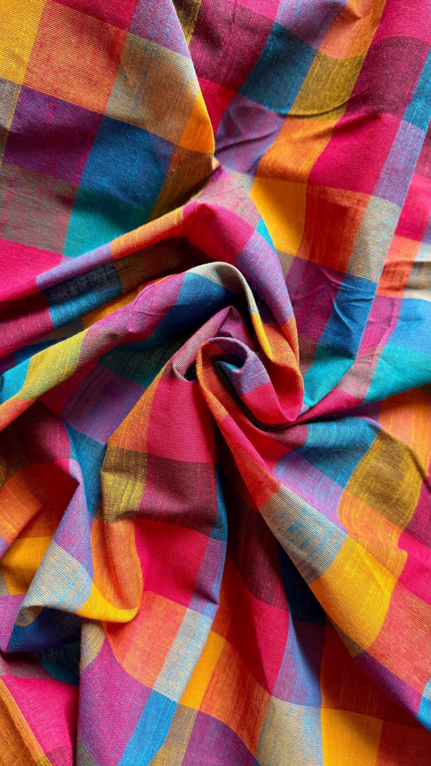 Multicoloured Madras Checks in Pure Cotton Fabric - YCSEFB04