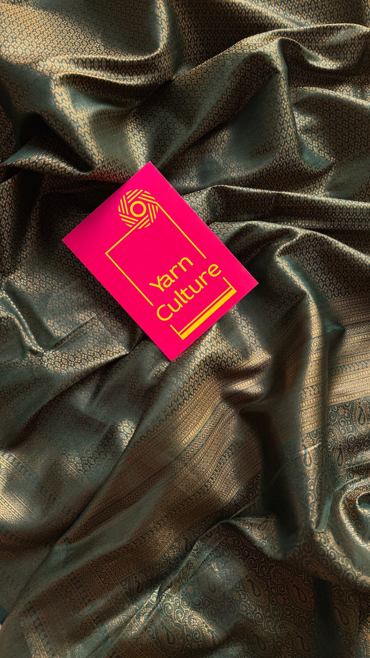 Dark green, antique gold zari, semi -silk - YCDOSOCSS04