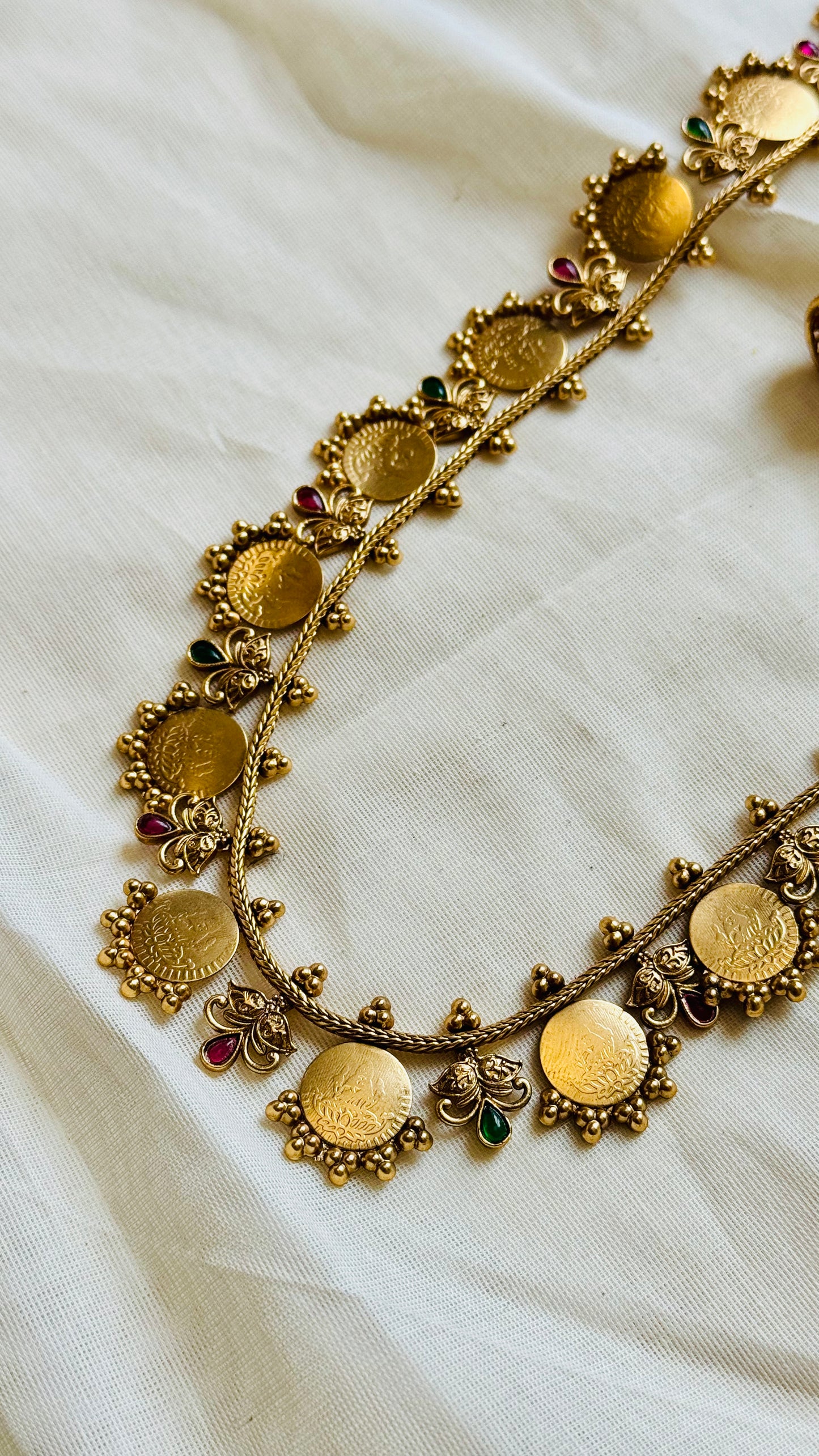 Long coin statement neckpiece, with earrings - YCGPNP729