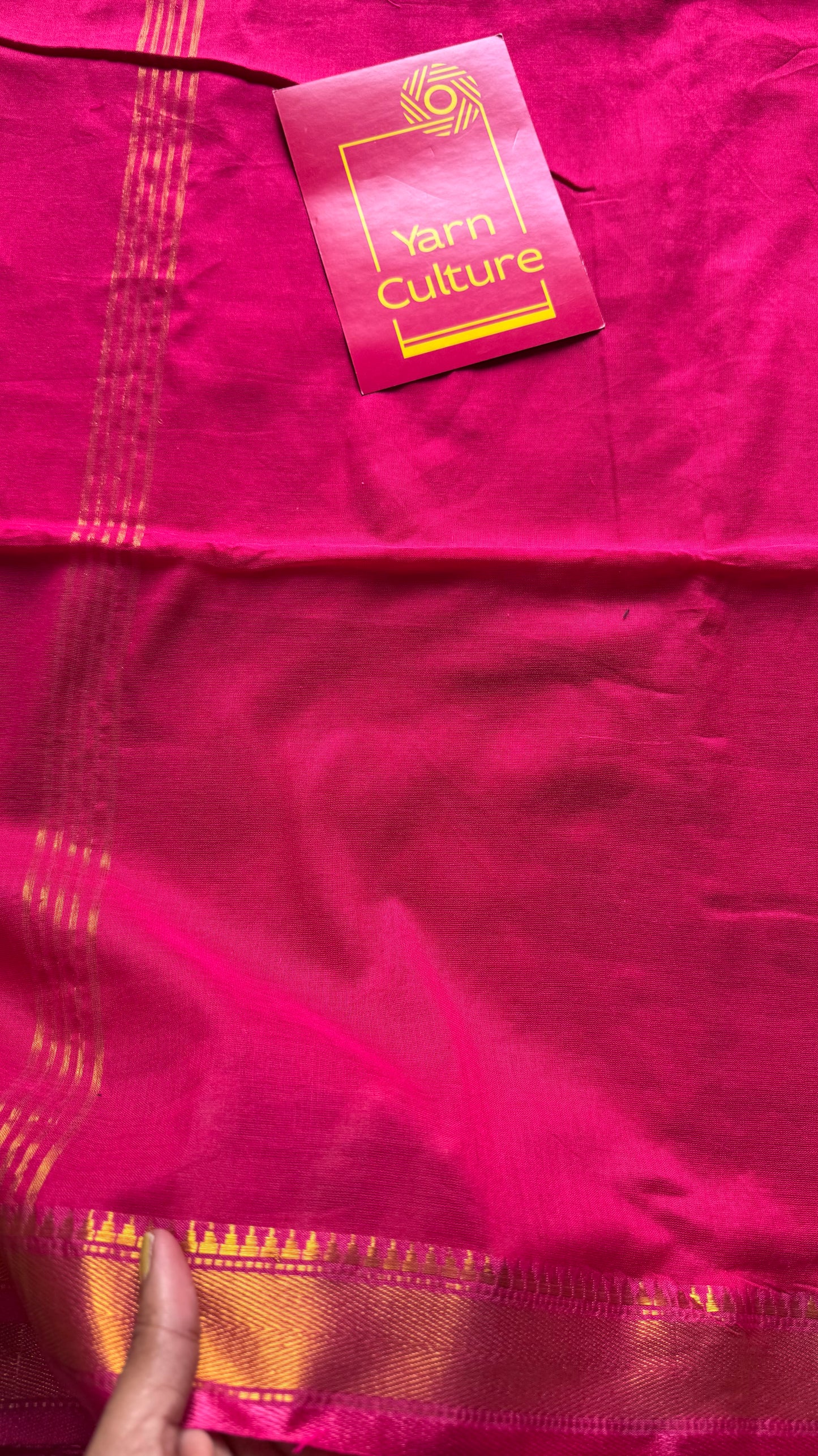 Hot pink soft cotton with maheswari gold zari border - YCBCMCFE217