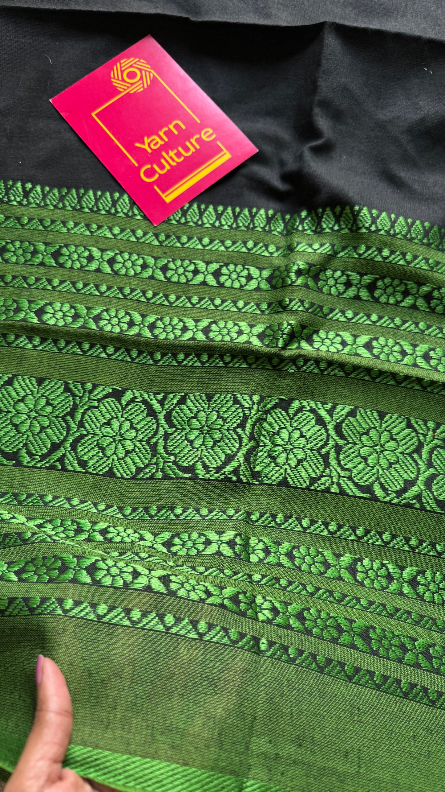 Black with green threadwork, begampuri soft cotton - YCBCBPJA195