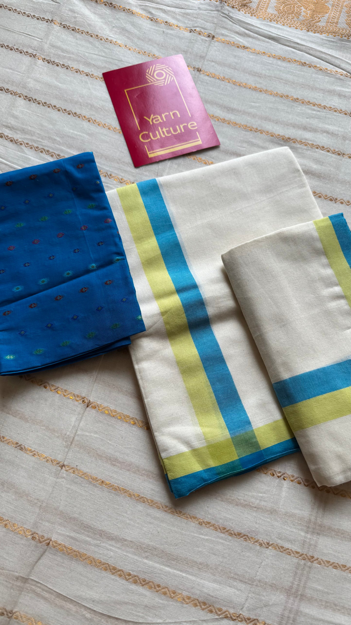 Set mund, blue with lime green lines - YCIEON125