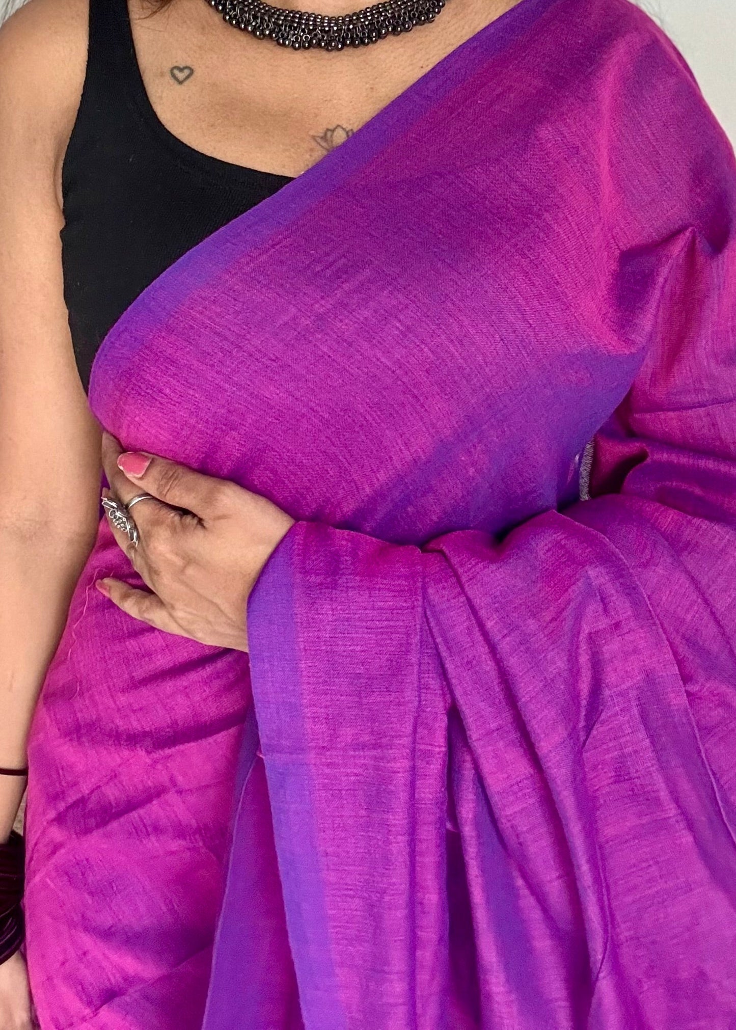 Purple pink soft cotton saree  - YCBCKCAP26