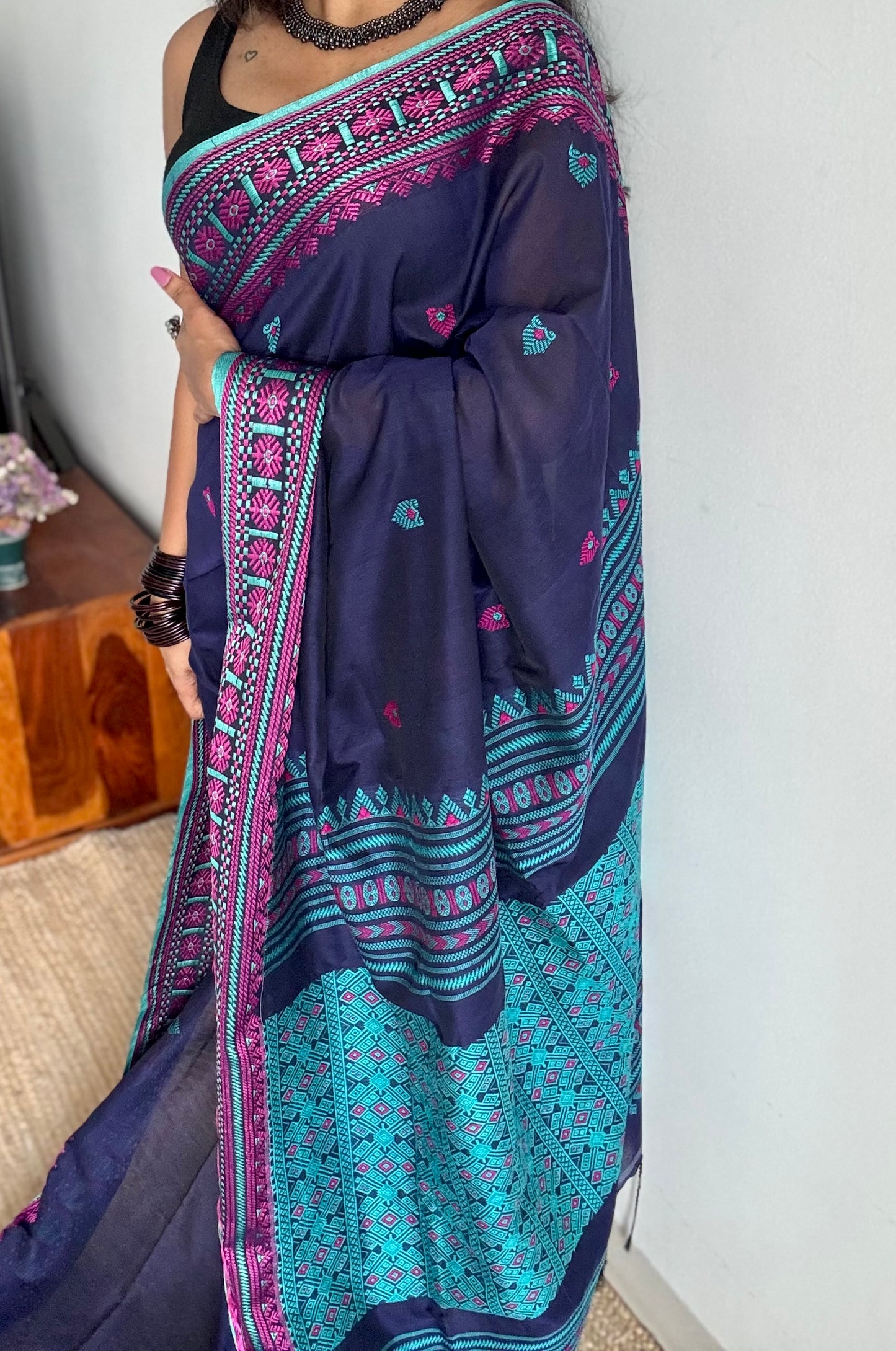 NeelPokh (নীলপখ) - Blue Butterfly, grace and color in motion, soft cotton - YCHOTEAJA206