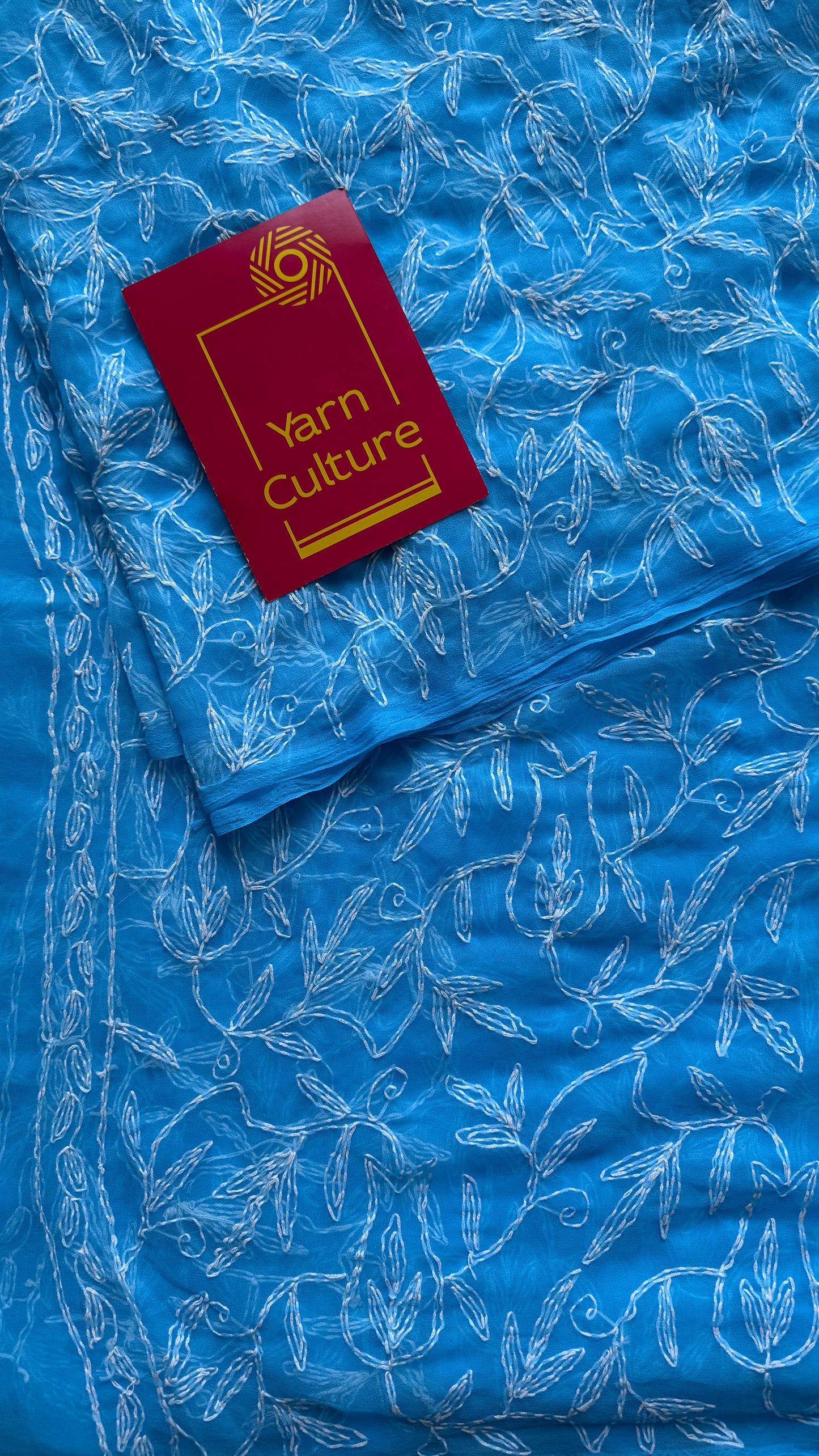Dariya-e-Noor (ocean of light) – Water Blue Chikankari, georgette