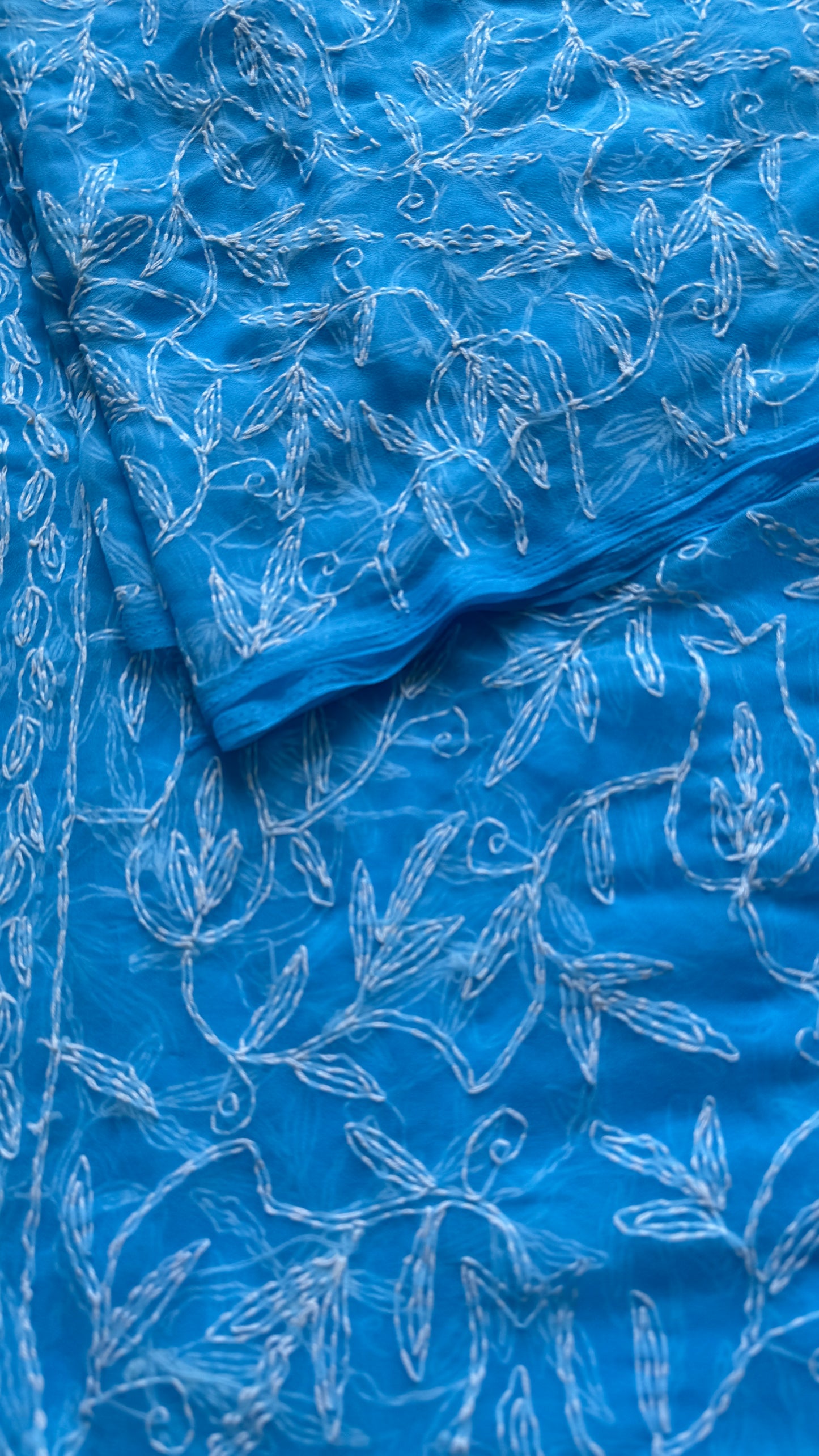 Dariya-e-Noor (ocean of light) – Water Blue Chikankari, georgette