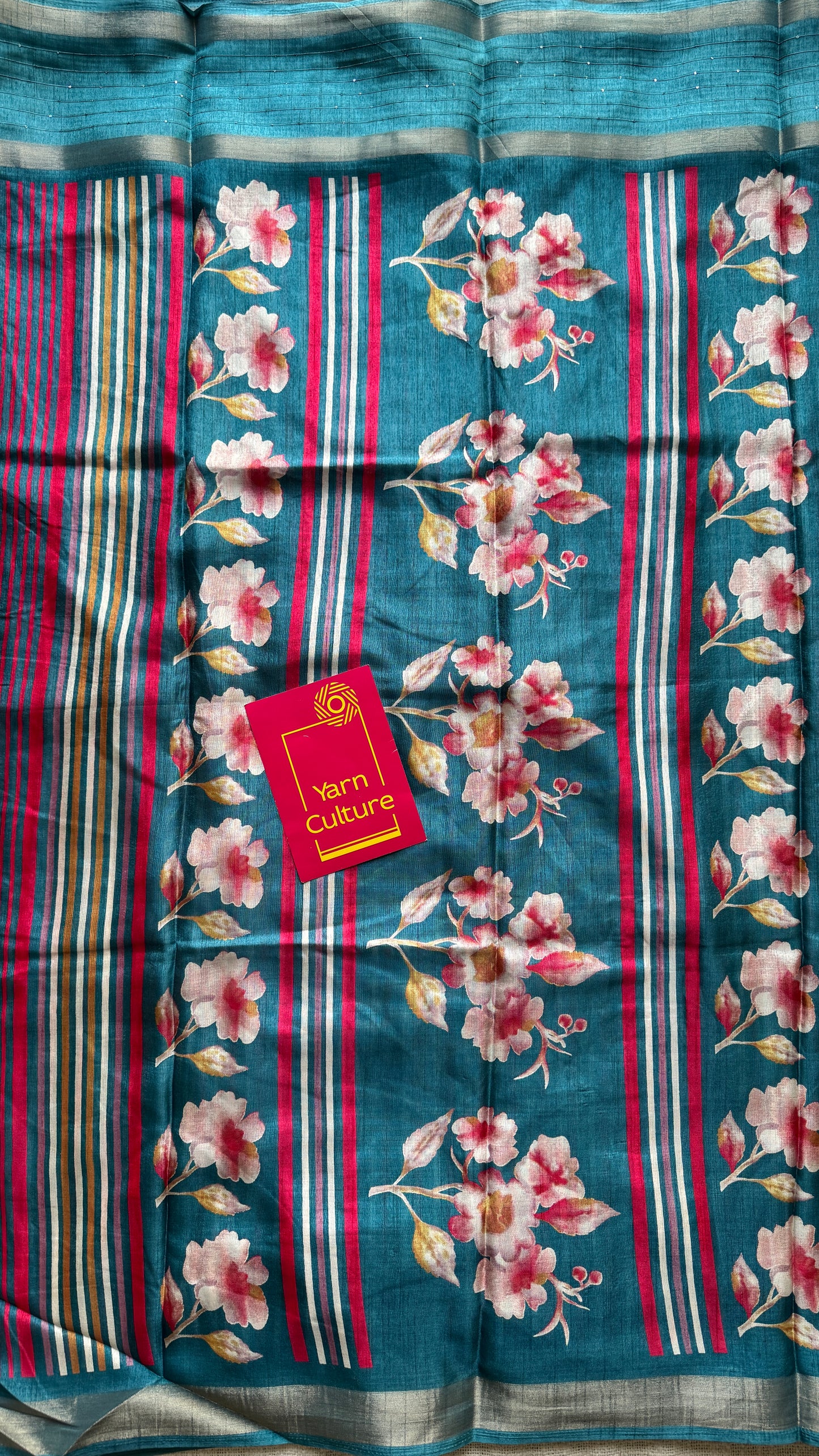 Turquoise Floral Prints - Semi-Crepe