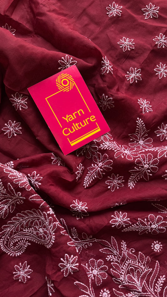 Sham-e-Ishq (evening of love) – Deep Maroon Chikankari, soft cotton