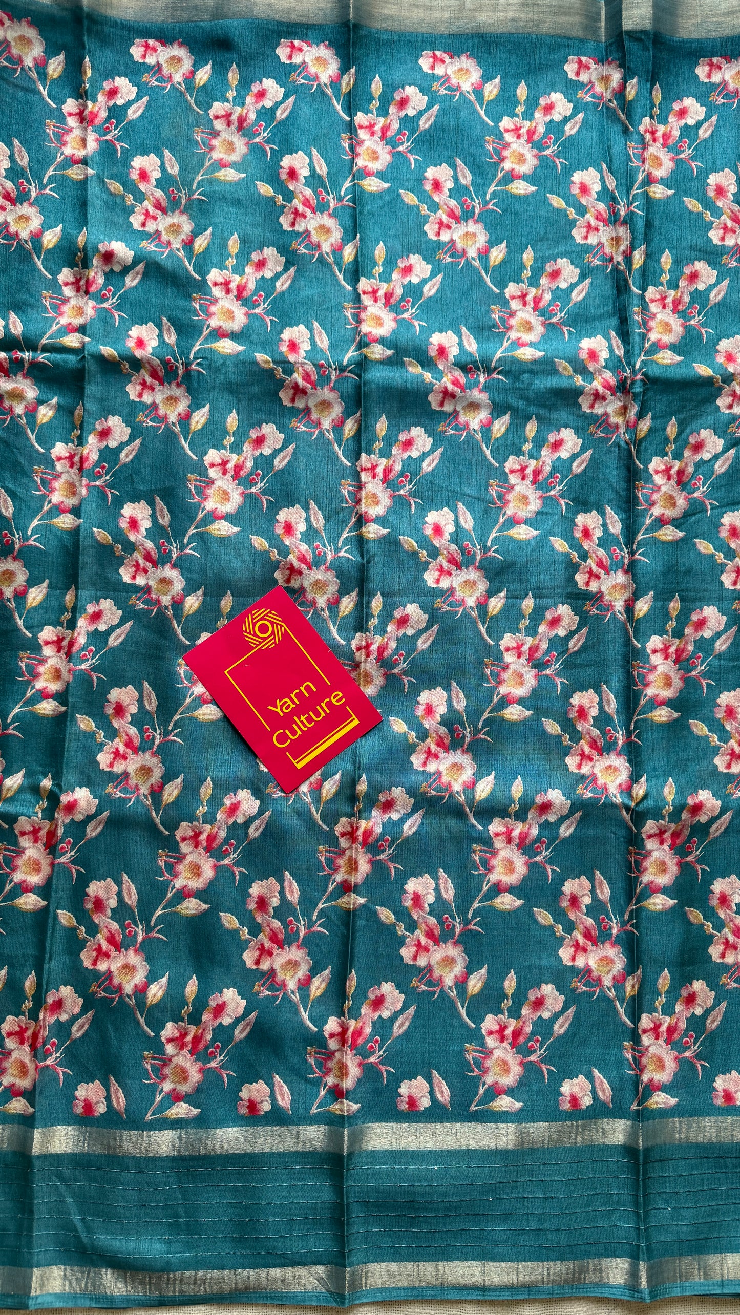 Turquoise Floral Prints - Semi-Crepe