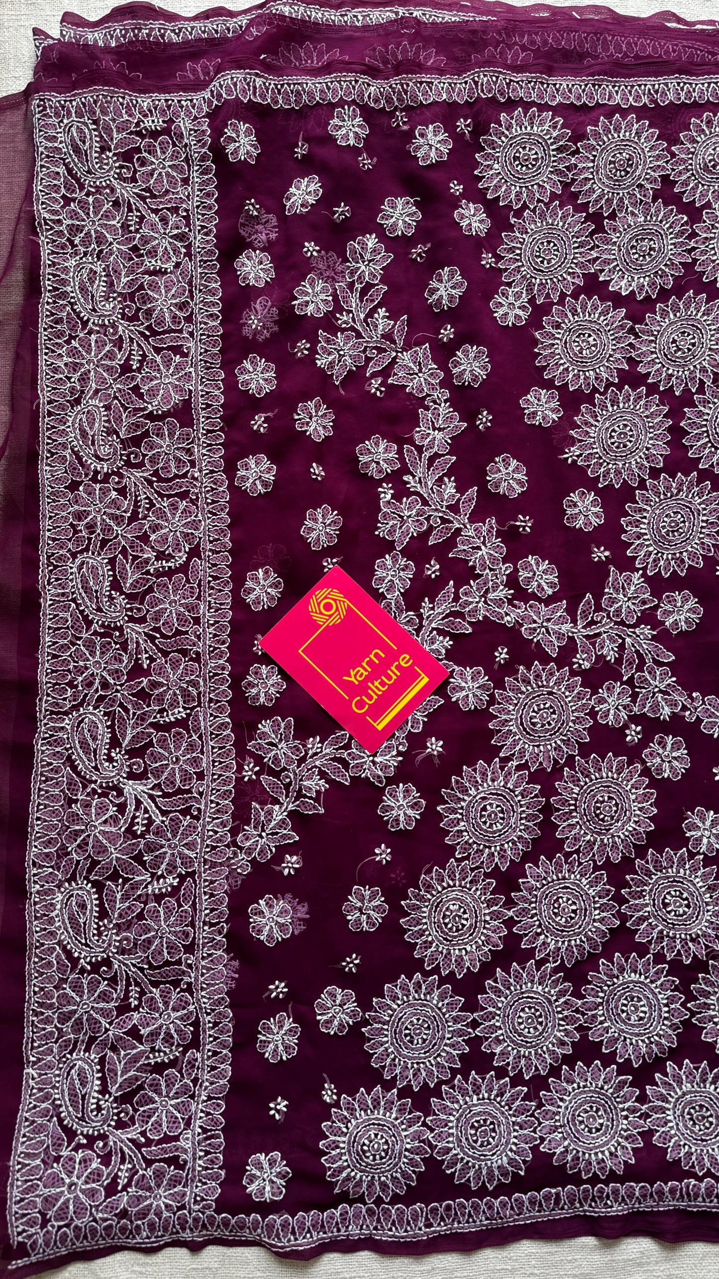 Gehra Gulaab (deep rose) – Deep Wine Chikankari, georgette