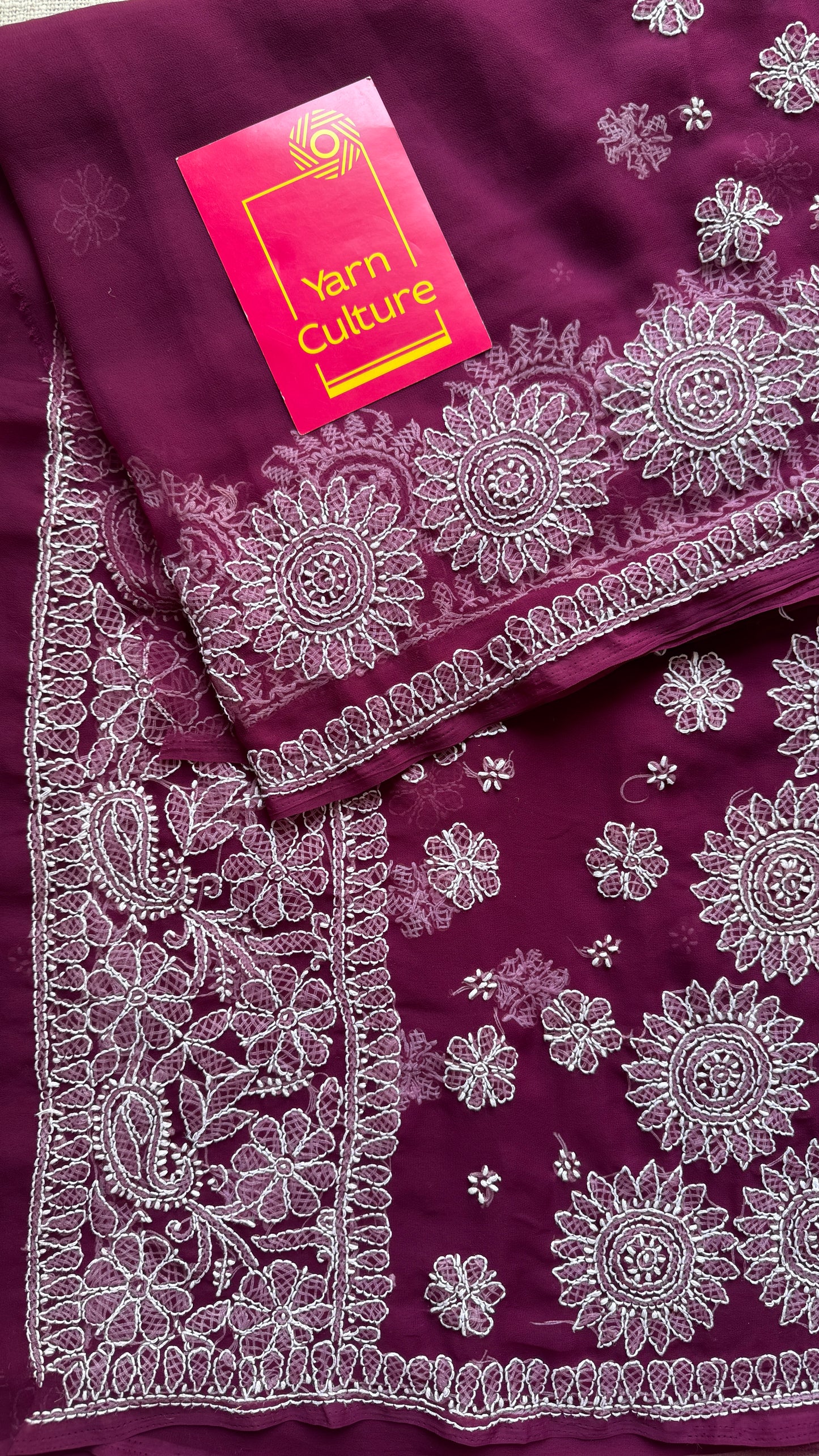 Gehra Gulaab (deep rose) – Deep Wine Chikankari, georgette