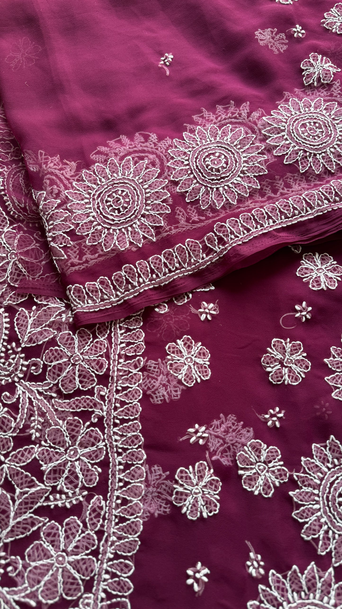 Gehra Gulaab (deep rose) – Deep Wine Chikankari, georgette
