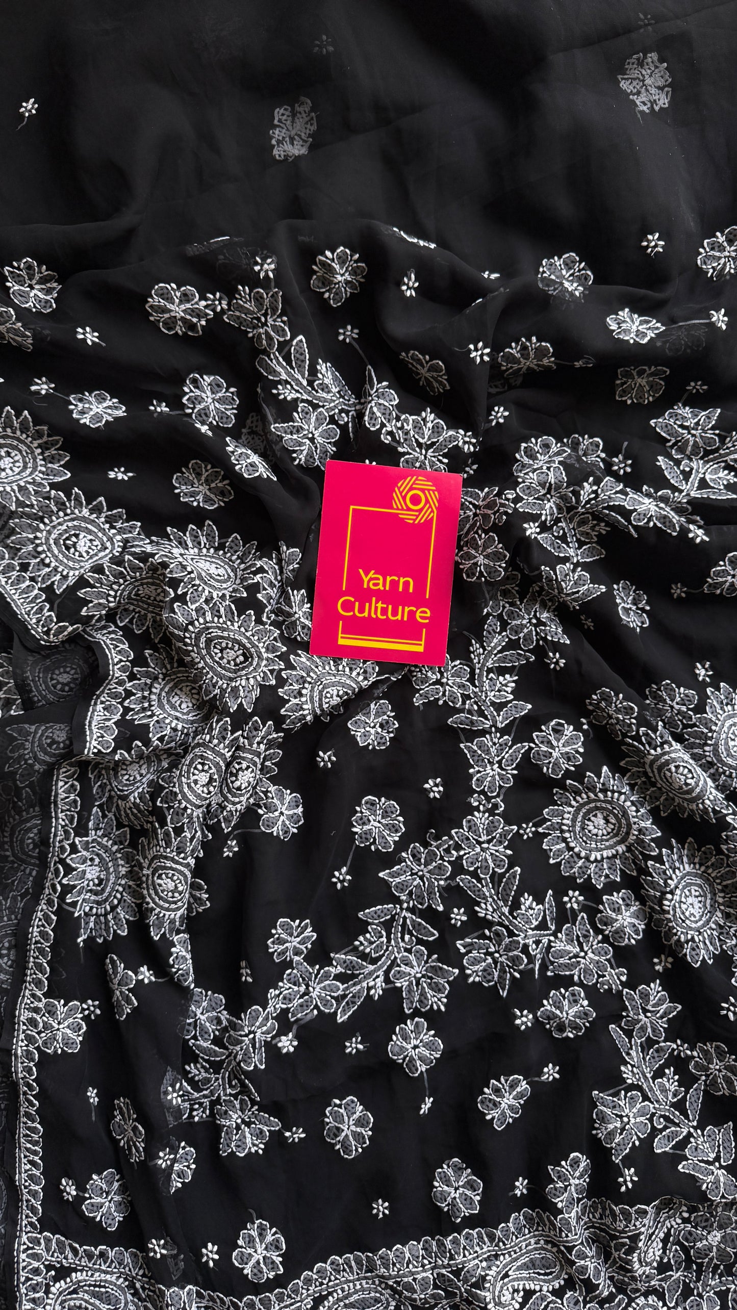 Tariq-e-Noor (path of light) – Black Chikankari, georgette