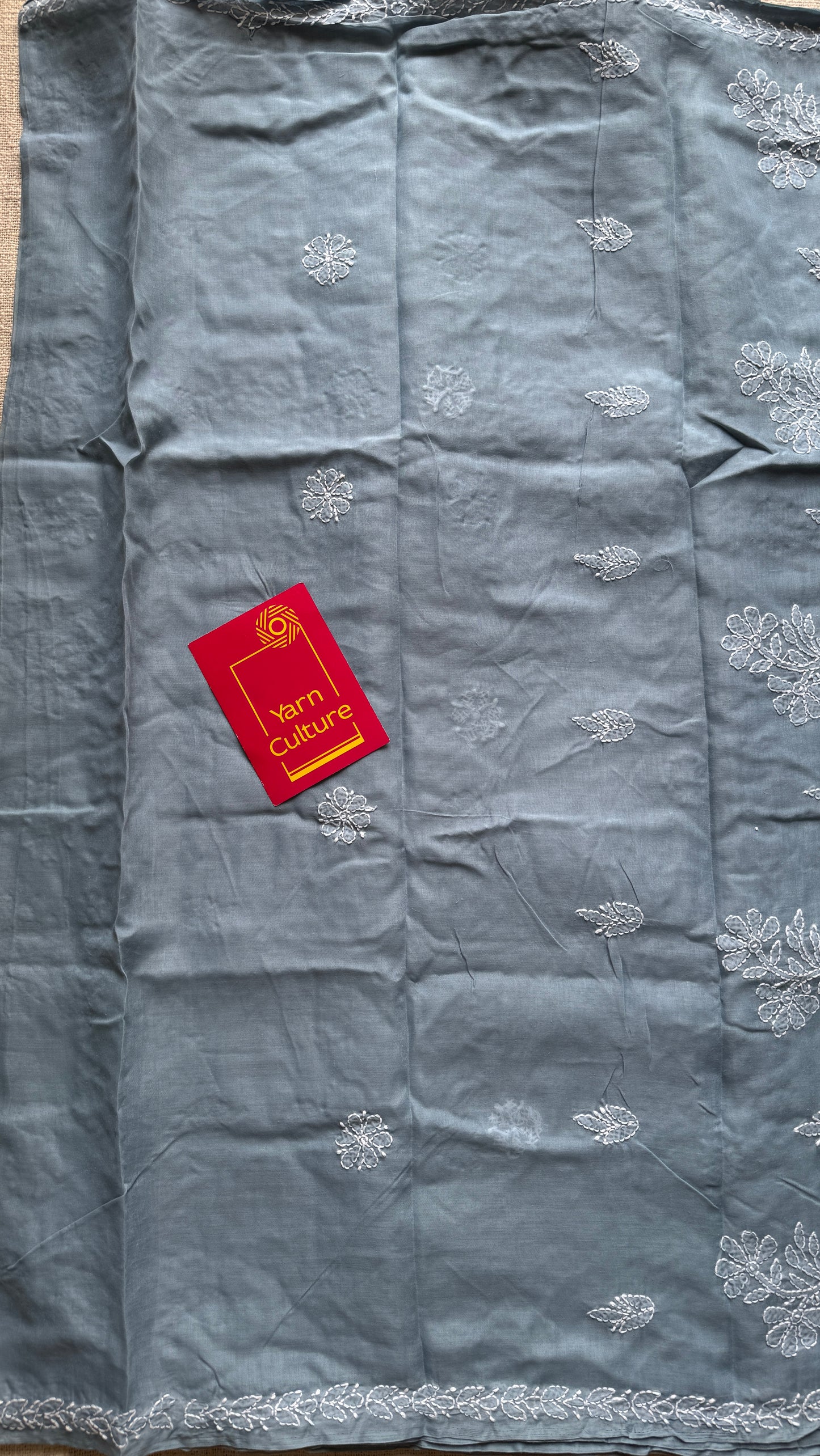 Safa-e-Gehra (purity of depth) – Light Grey Chikankari, soft cotton
