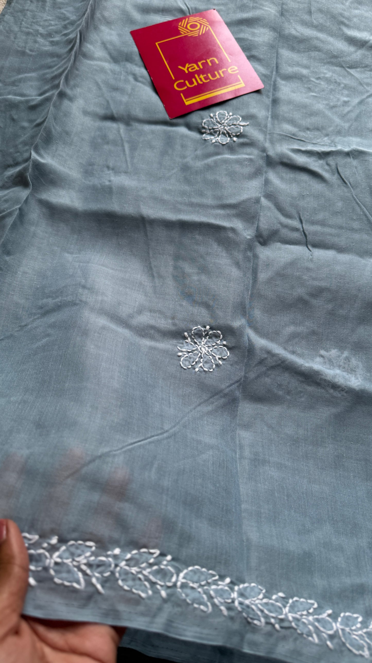 Safa-e-Gehra (purity of depth) – Light Grey Chikankari, soft cotton