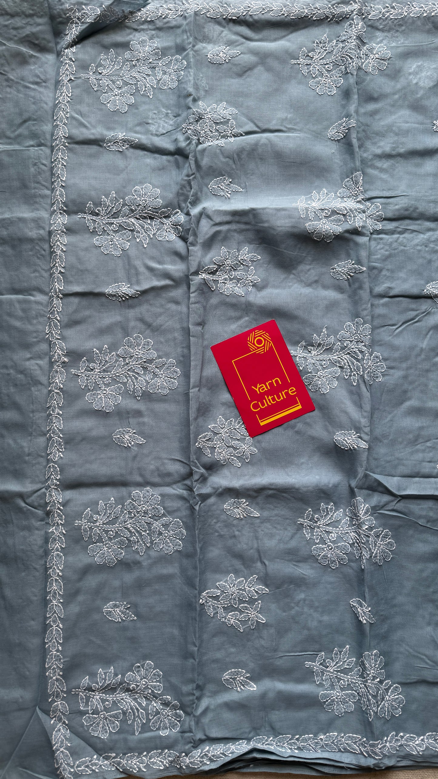 Safa-e-Gehra (purity of depth) – Light Grey Chikankari, soft cotton