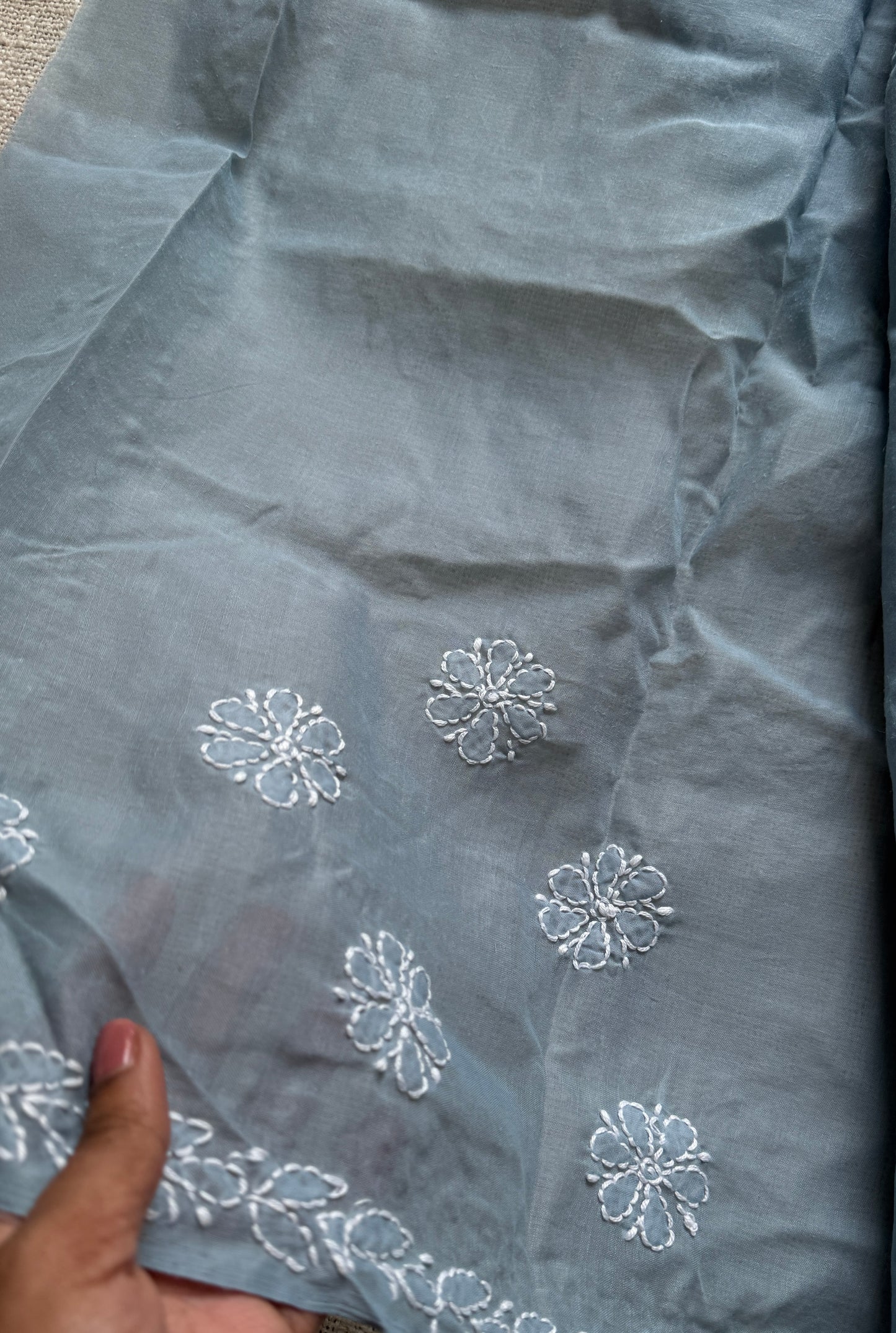Safa-e-Gehra (purity of depth) – Light Grey Chikankari, soft cotton