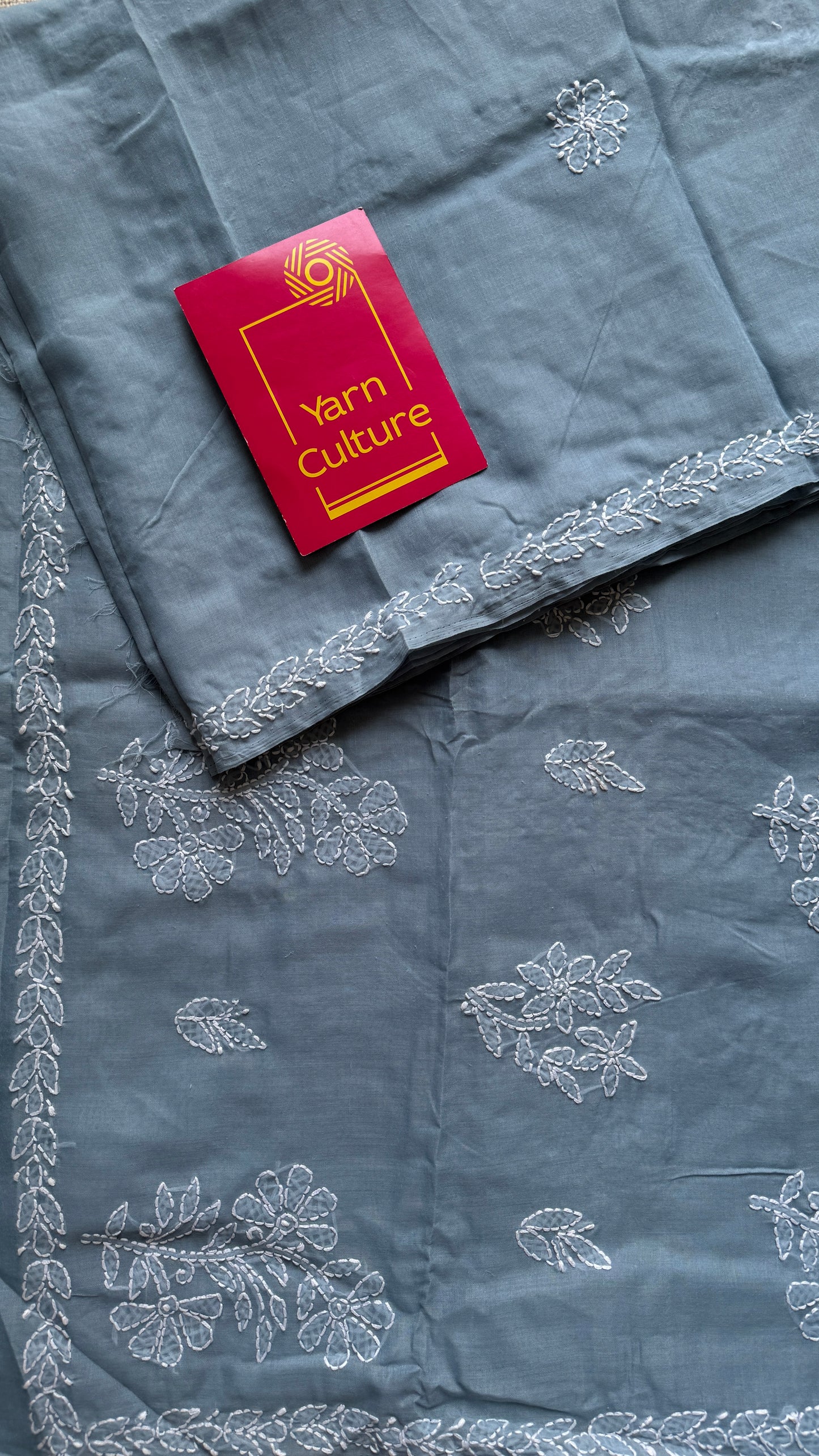 Safa-e-Gehra (purity of depth) – Light Grey Chikankari, soft cotton