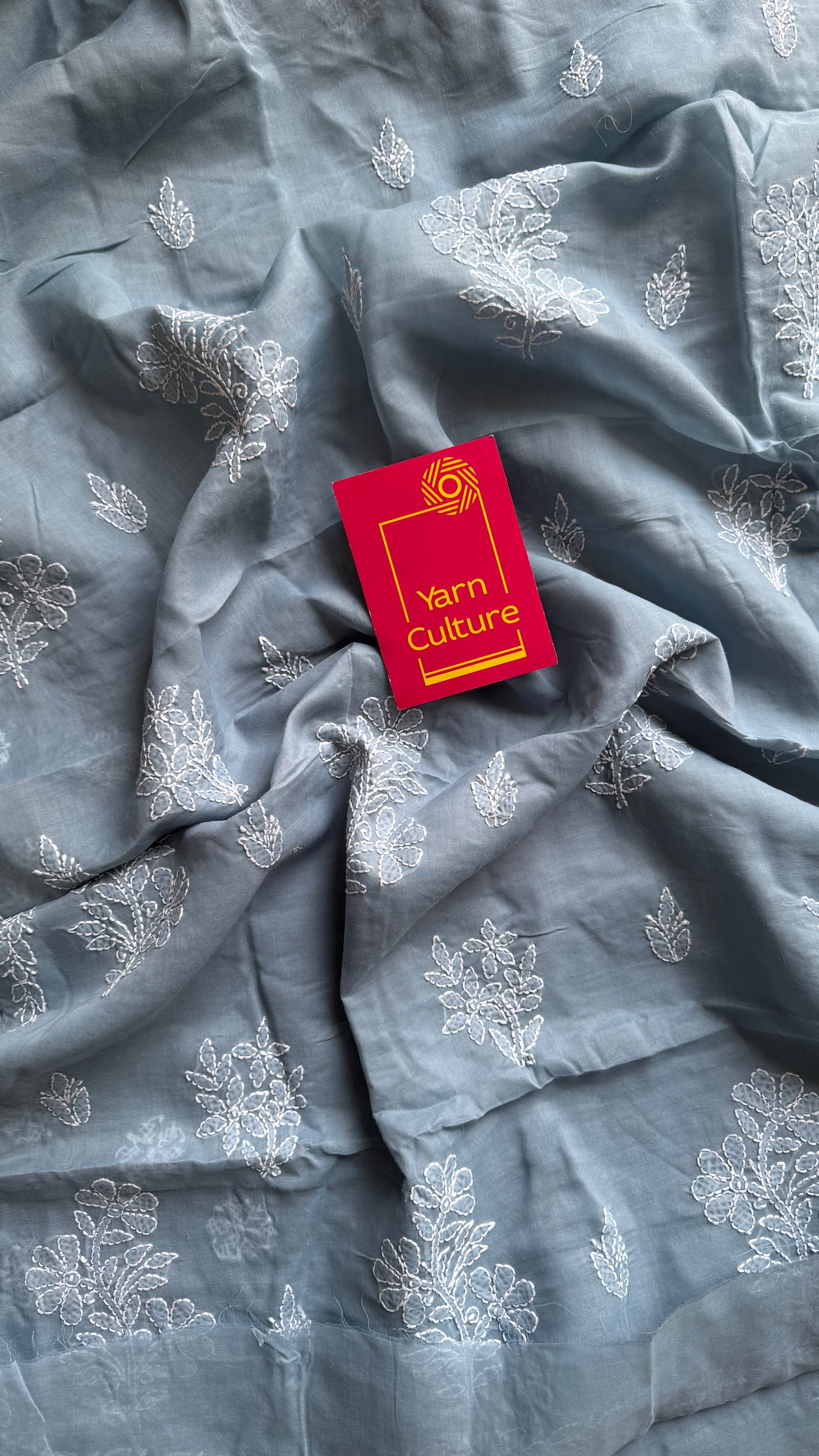 Safa-e-Gehra (purity of depth) – Light Grey Chikankari, soft cotton