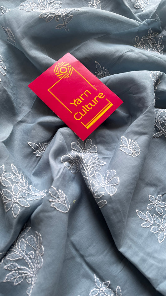 Safa-e-Gehra (purity of depth) – Light Grey Chikankari, soft cotton