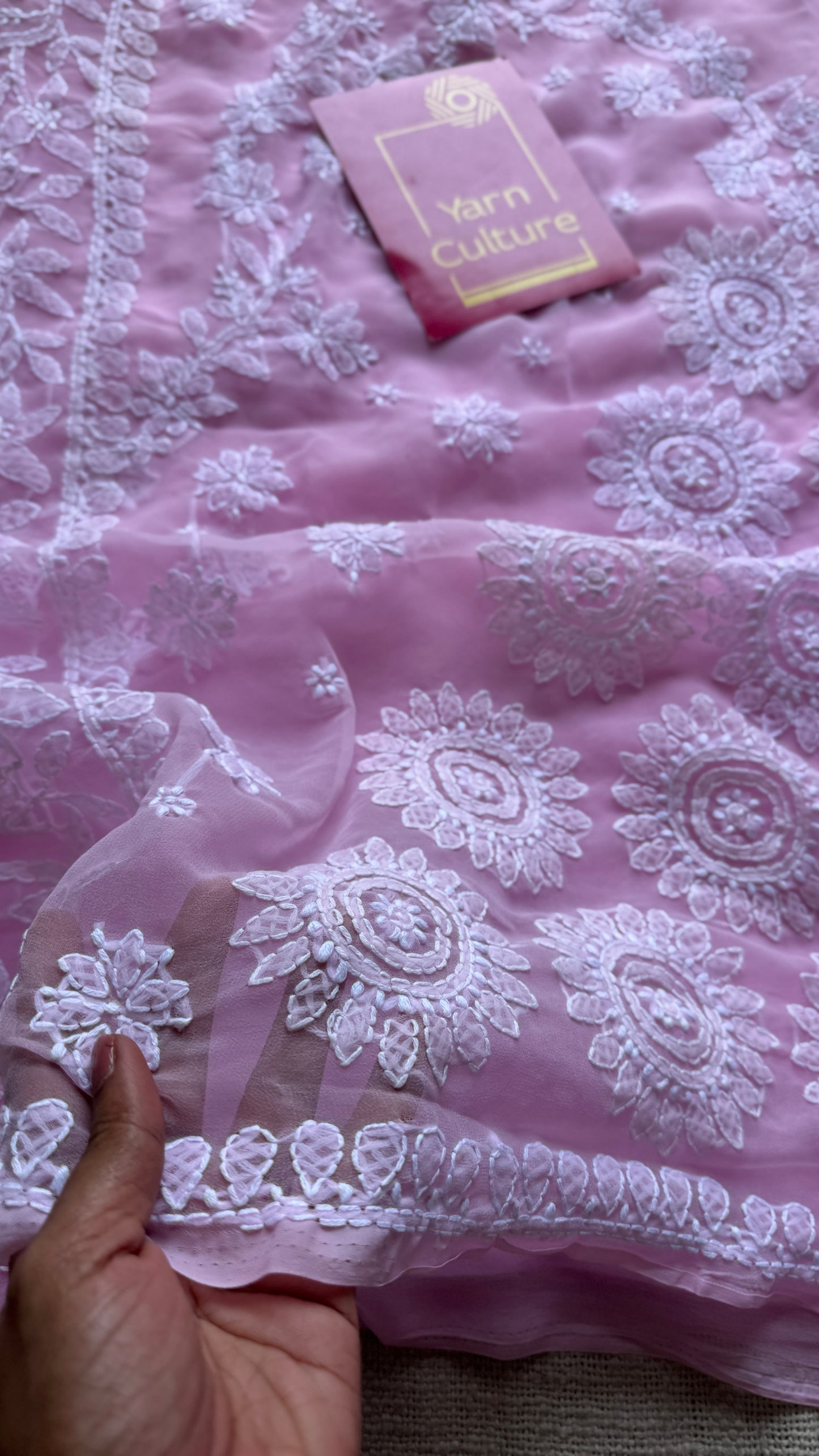 Baadal Gulabi (pink clouds) – Pink Chikankari, georgette