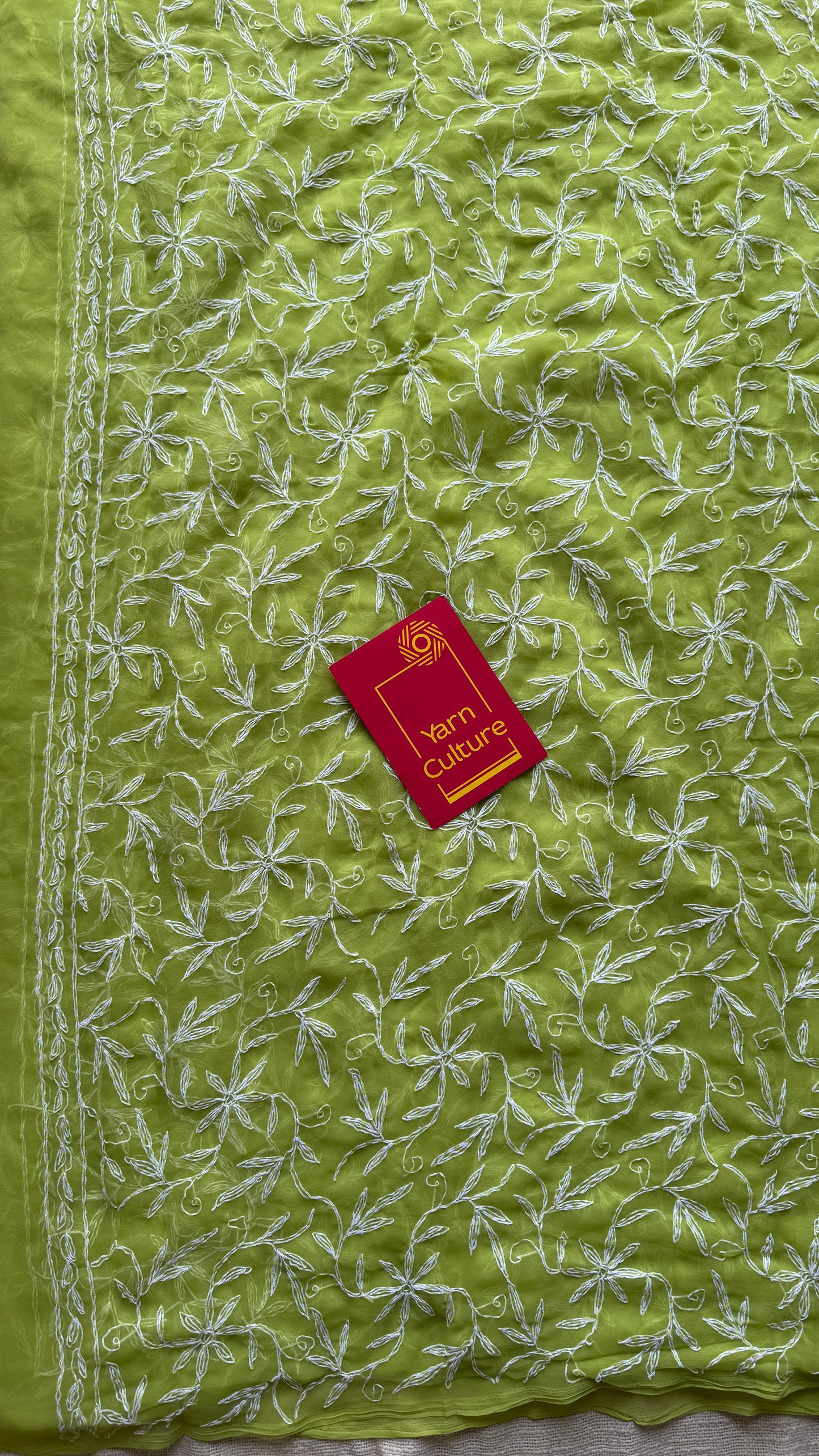 Jannat-e-Sabz (paradise of green) – Lime green Chikankari, georgette
