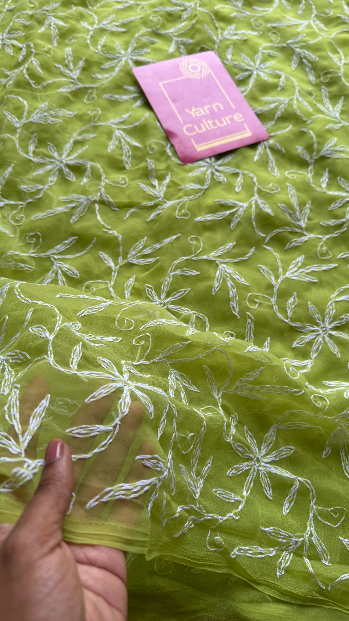 Jannat-e-Sabz (paradise of green) – Lime green Chikankari, georgette