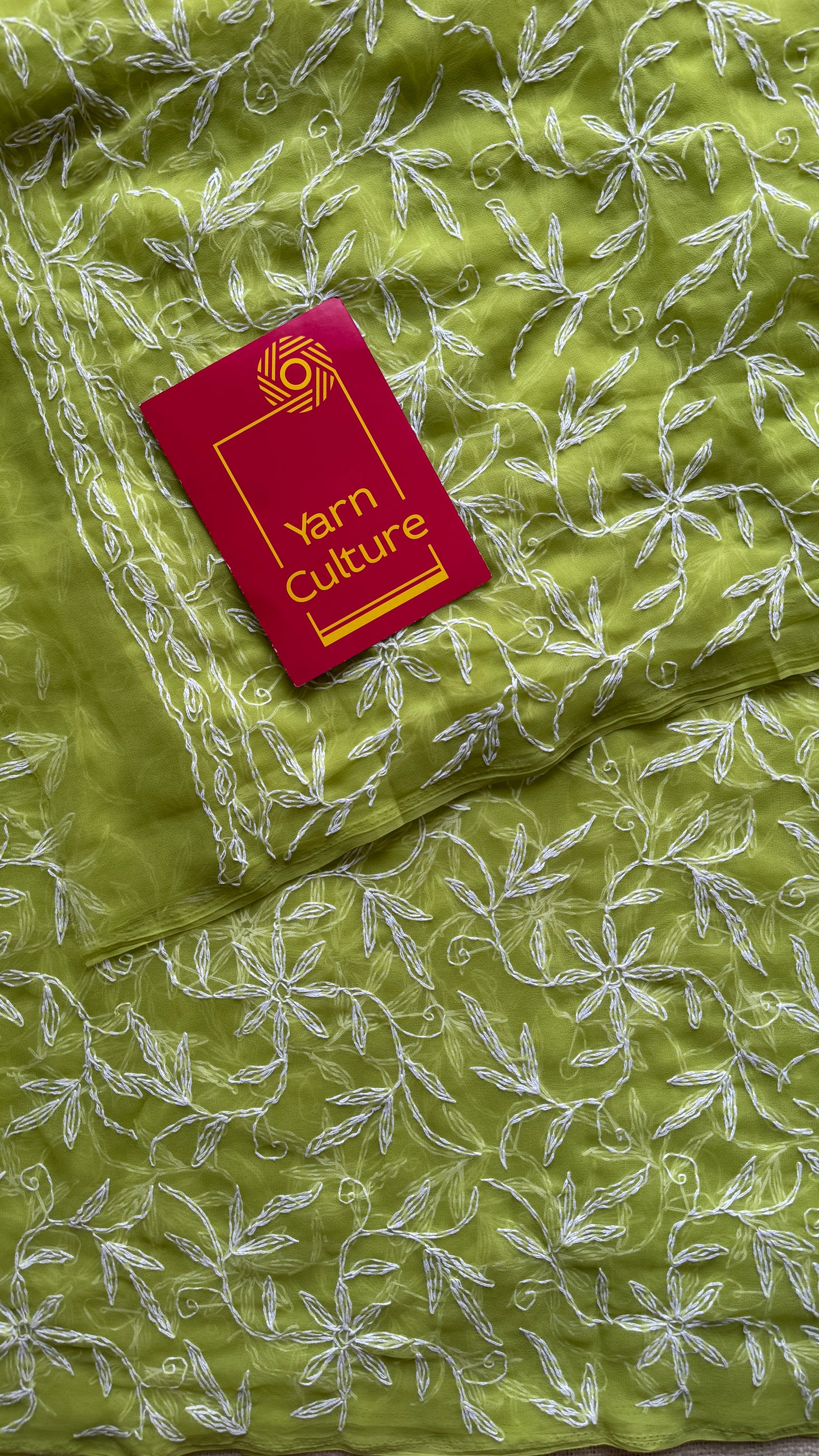 Jannat-e-Sabz (paradise of green) – Lime green Chikankari, georgette