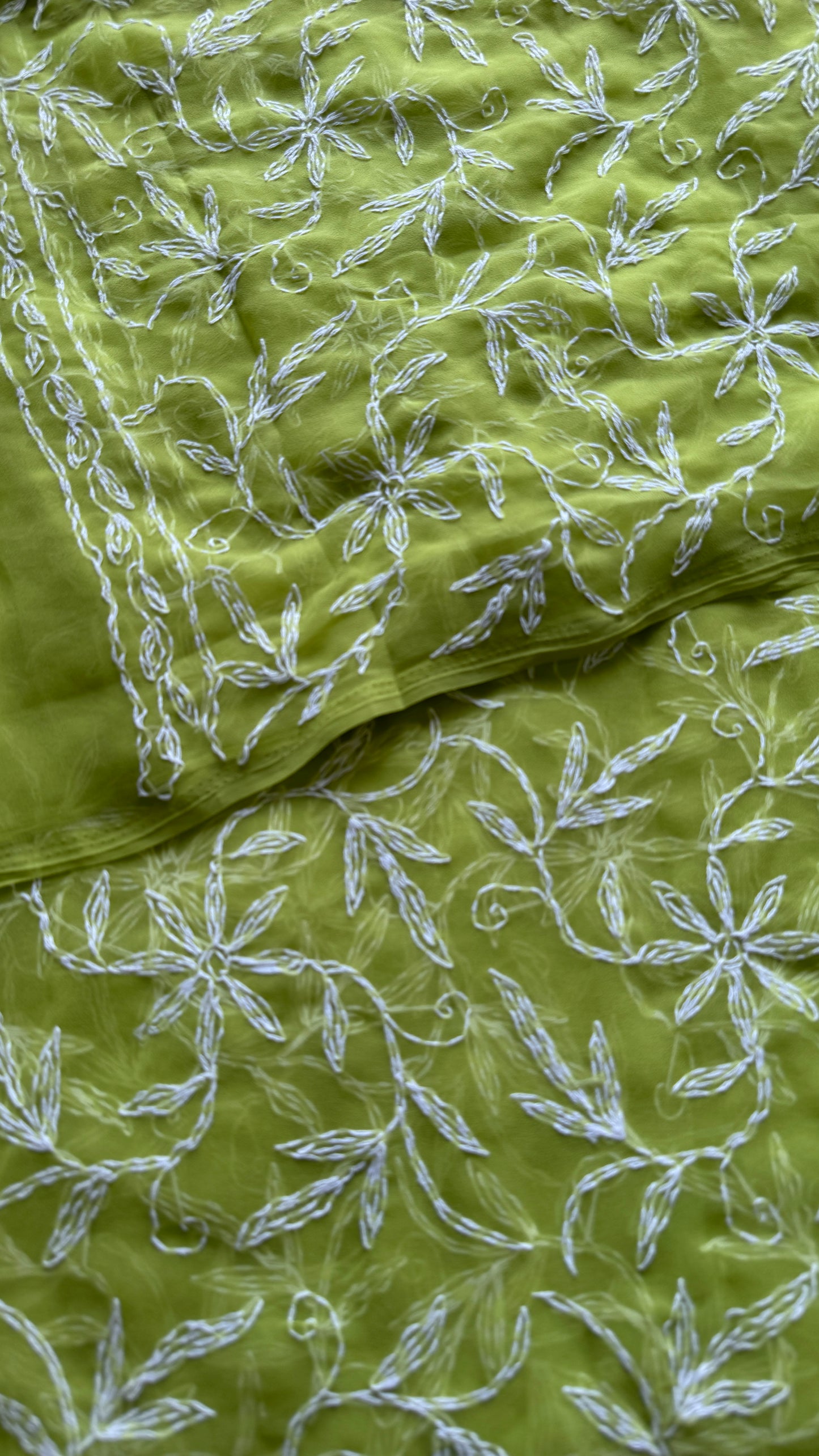 Jannat-e-Sabz (paradise of green) – Lime green Chikankari, georgette