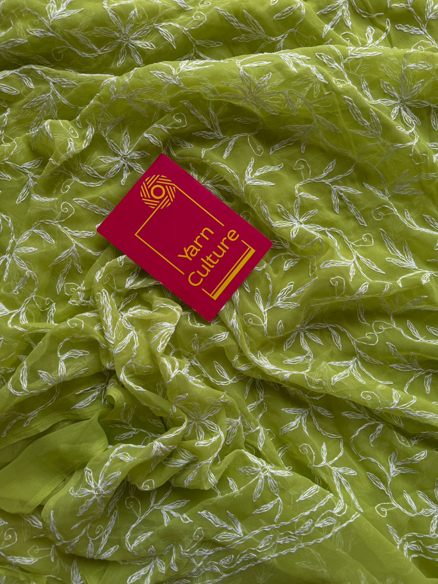 Jannat-e-Sabz (paradise of green) – Lime green Chikankari, georgette