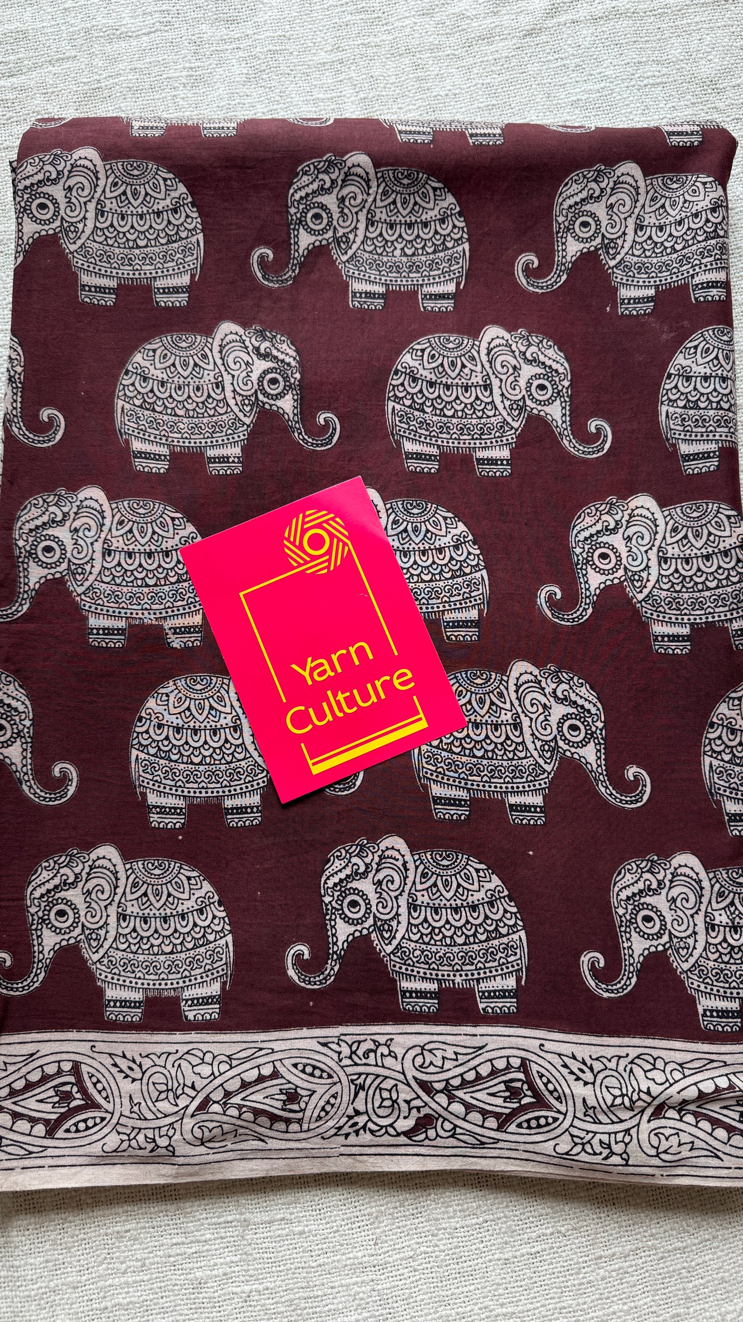 Brown kalamkari, elephant prints, soft cotton