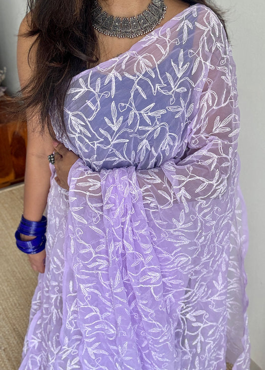 Fizaa-e-Nur (air of light) – Soft Lilac Chikankari, georgette