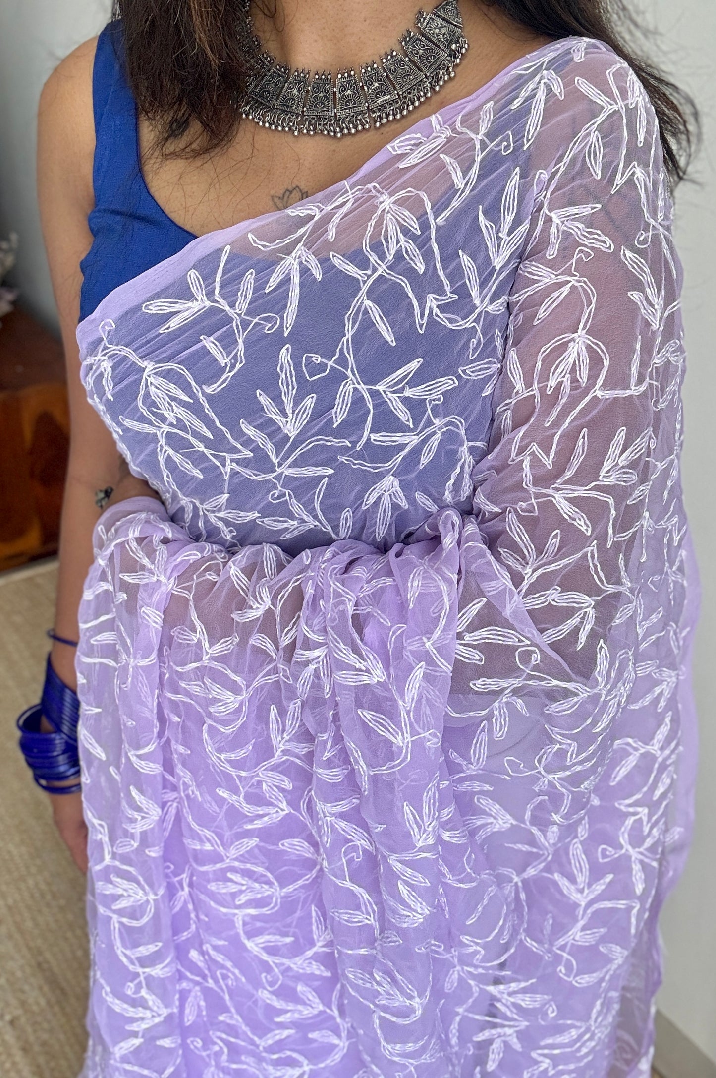 Fizaa-e-Nur (air of light) – Soft Lilac Chikankari, georgette