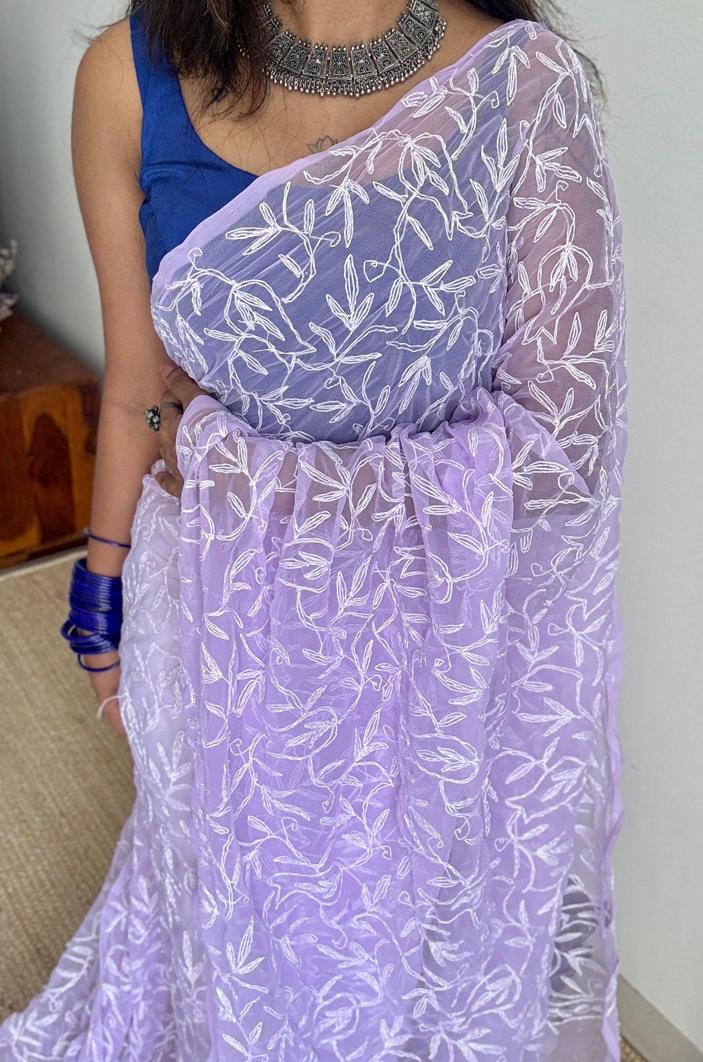 Fizaa-e-Nur (air of light) – Soft Lilac Chikankari, georgette