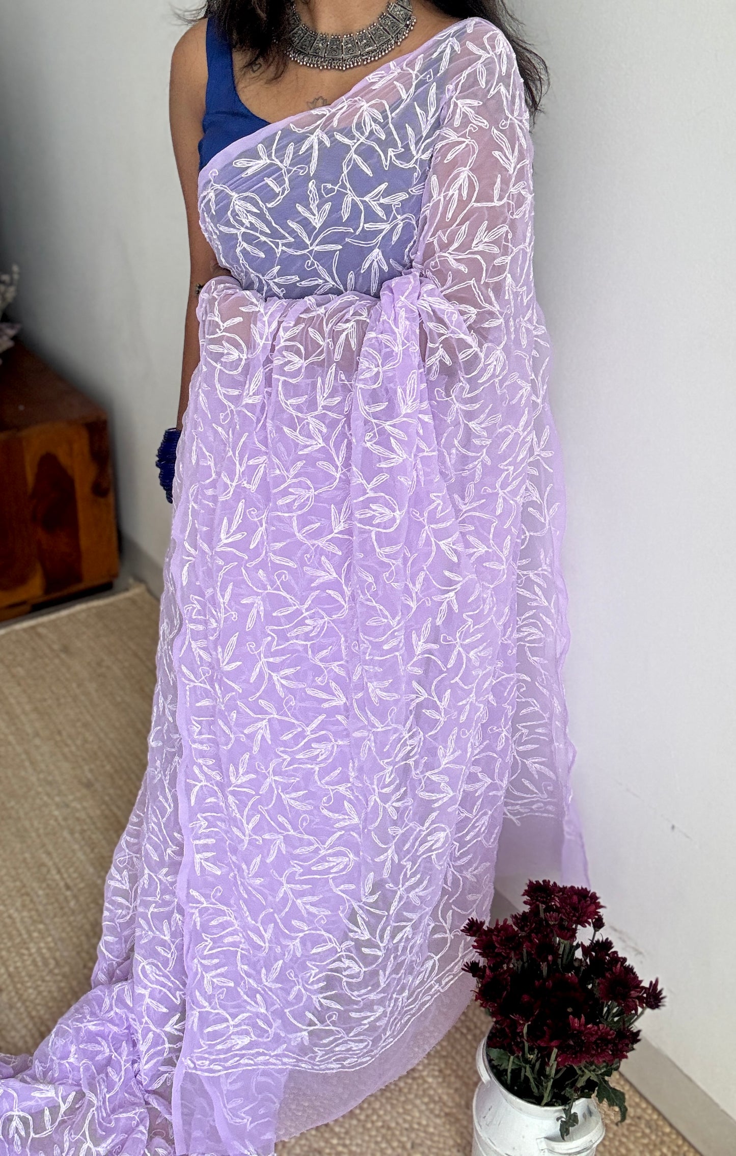 Fizaa-e-Nur (air of light) – Soft Lilac Chikankari, georgette
