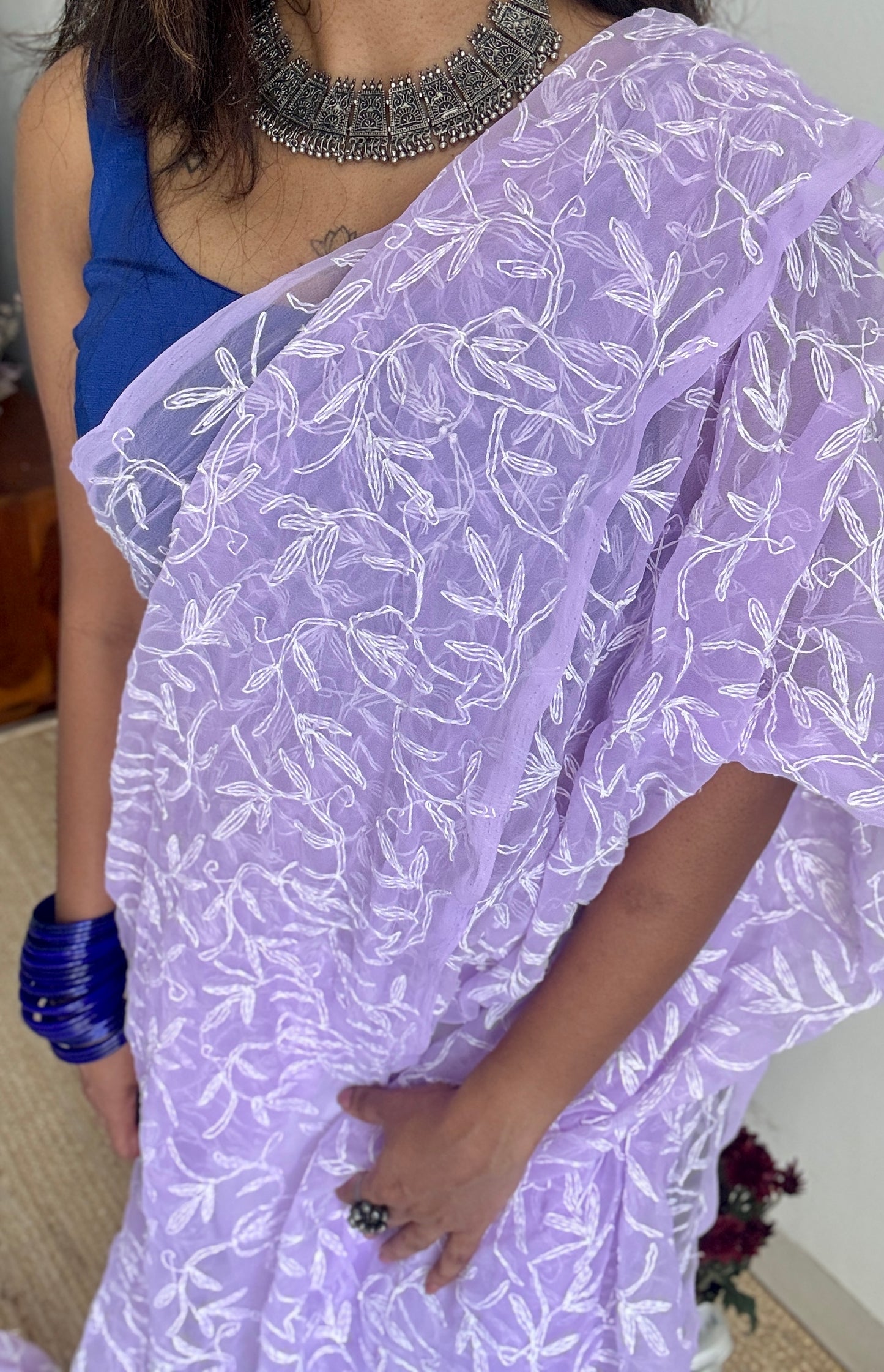Fizaa-e-Nur (air of light) – Soft Lilac Chikankari, georgette